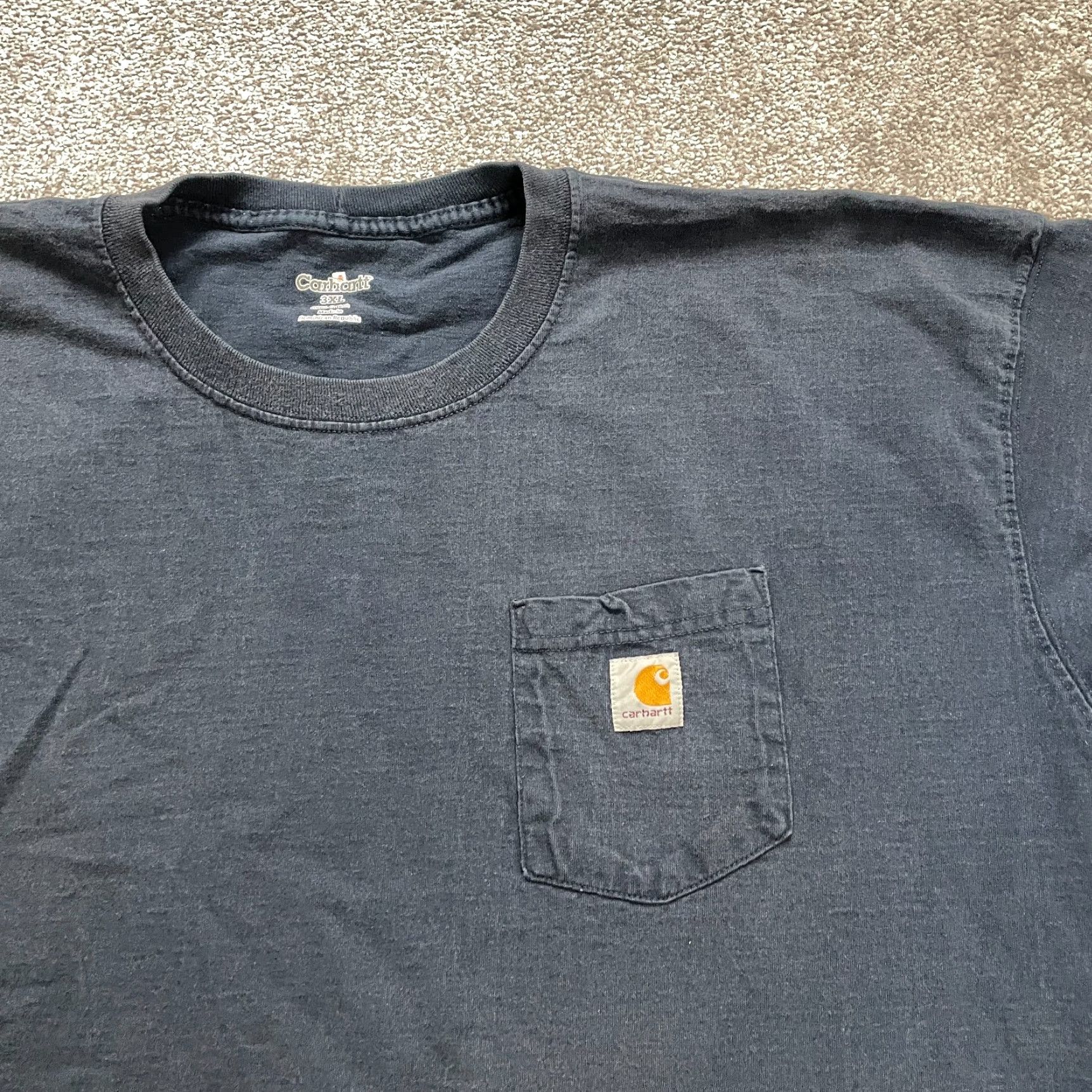 Carhartt VINTAGE? Wait, item is not vintage. So: Carhartt K87 T-Shirt Mens 3XL Navy Blue Crew Neck Short Sleeve Pocket Tee Size US XXL / EU 58 / 5 - 3 Thumbnail