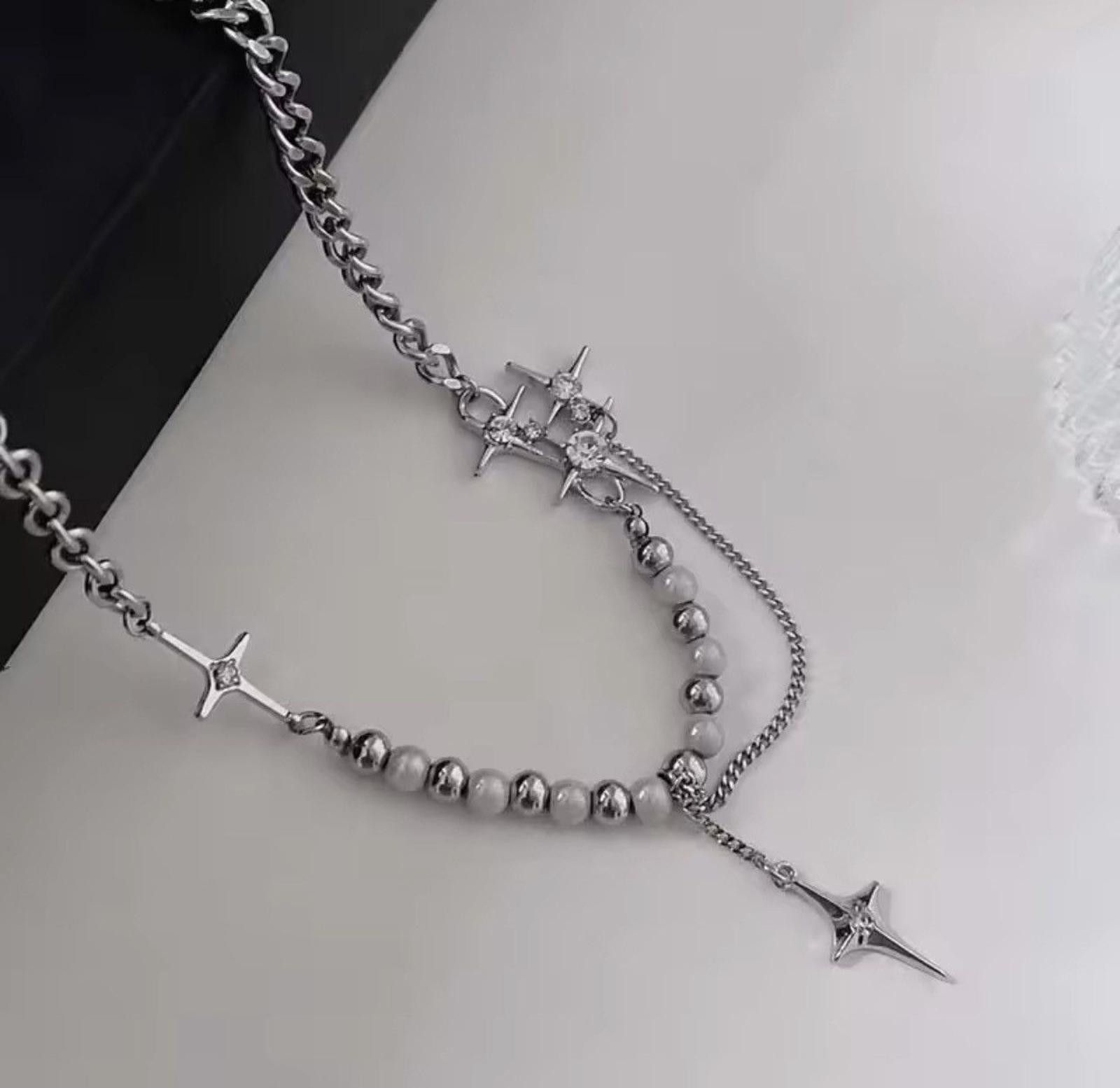 Other Silver Chain Necklace with Beads and Spikes Size ONE SIZE - 4 Thumbnail