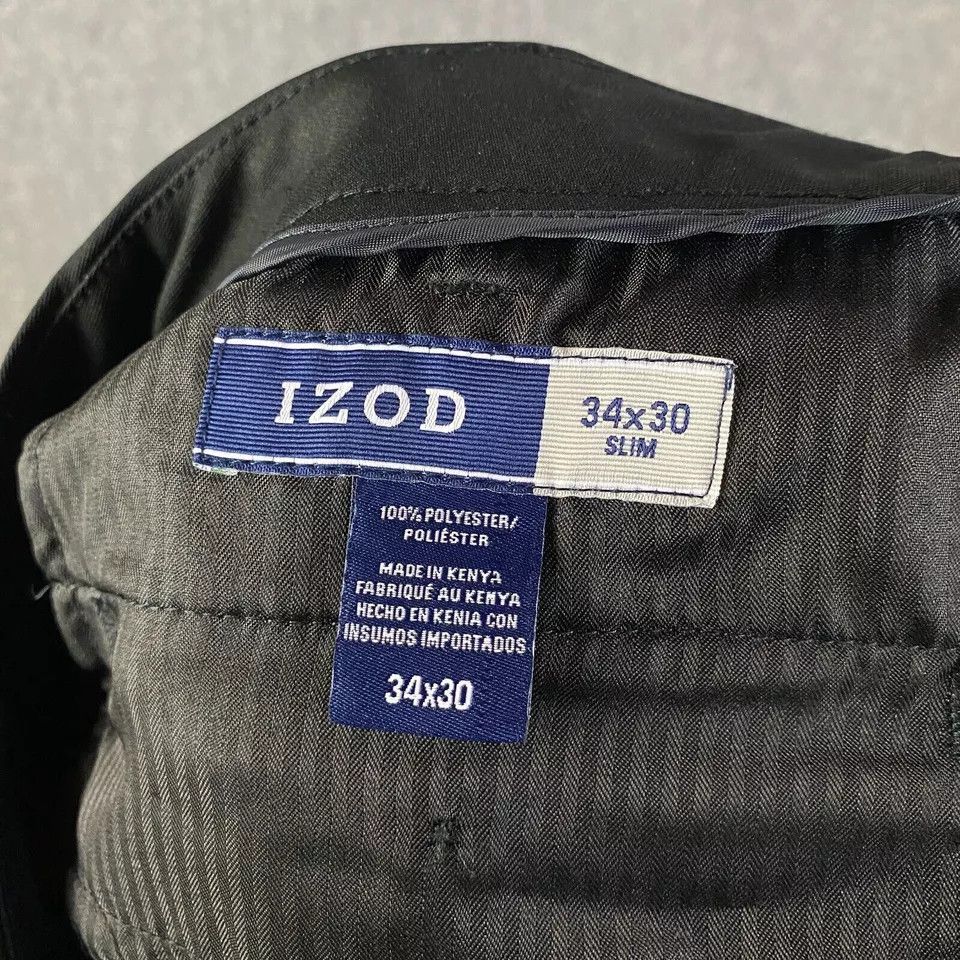Izod Izod Slacks Men's 34x30 Slim Fit Polyester Black Dress Pants | Grailed