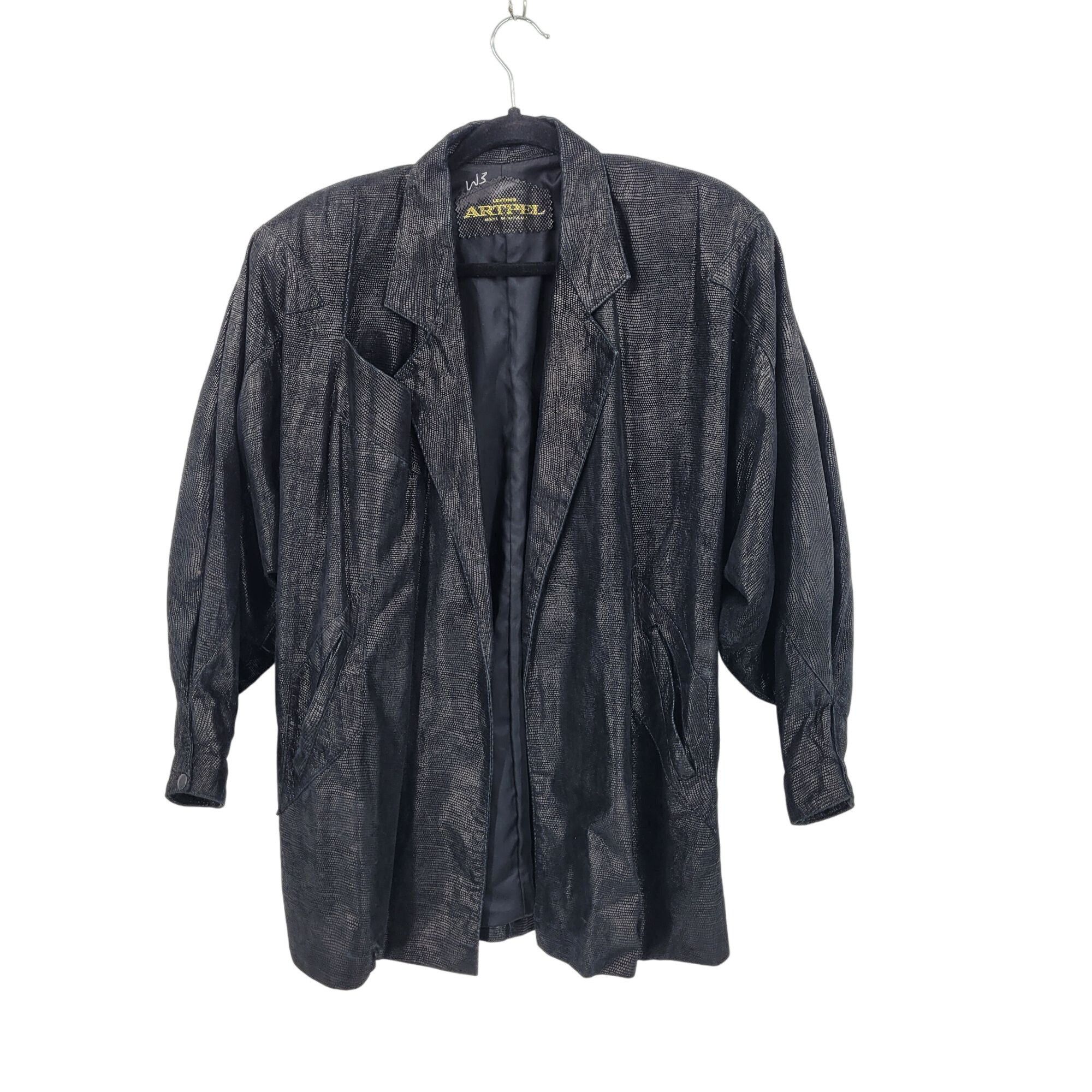 Vintage Vtg 80s Genuine Leather Jacket Sz L Black Oil Slick Textured Size L / US 10 / IT 46 - 1 Thumbnail