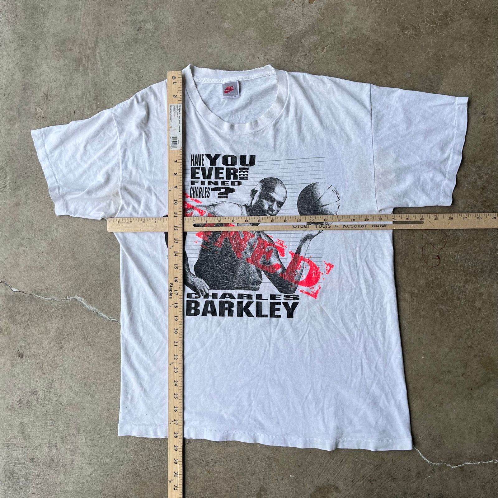 Vintage Nike Charles Barkley Fined WHITE Shirt Size Large Vintage Size US L / EU 52-54 / 3 - 8 Thumbnail