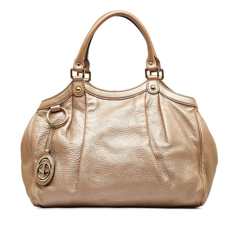 image of Gucci Leather Sukey Tote Bag in Gold, Women's