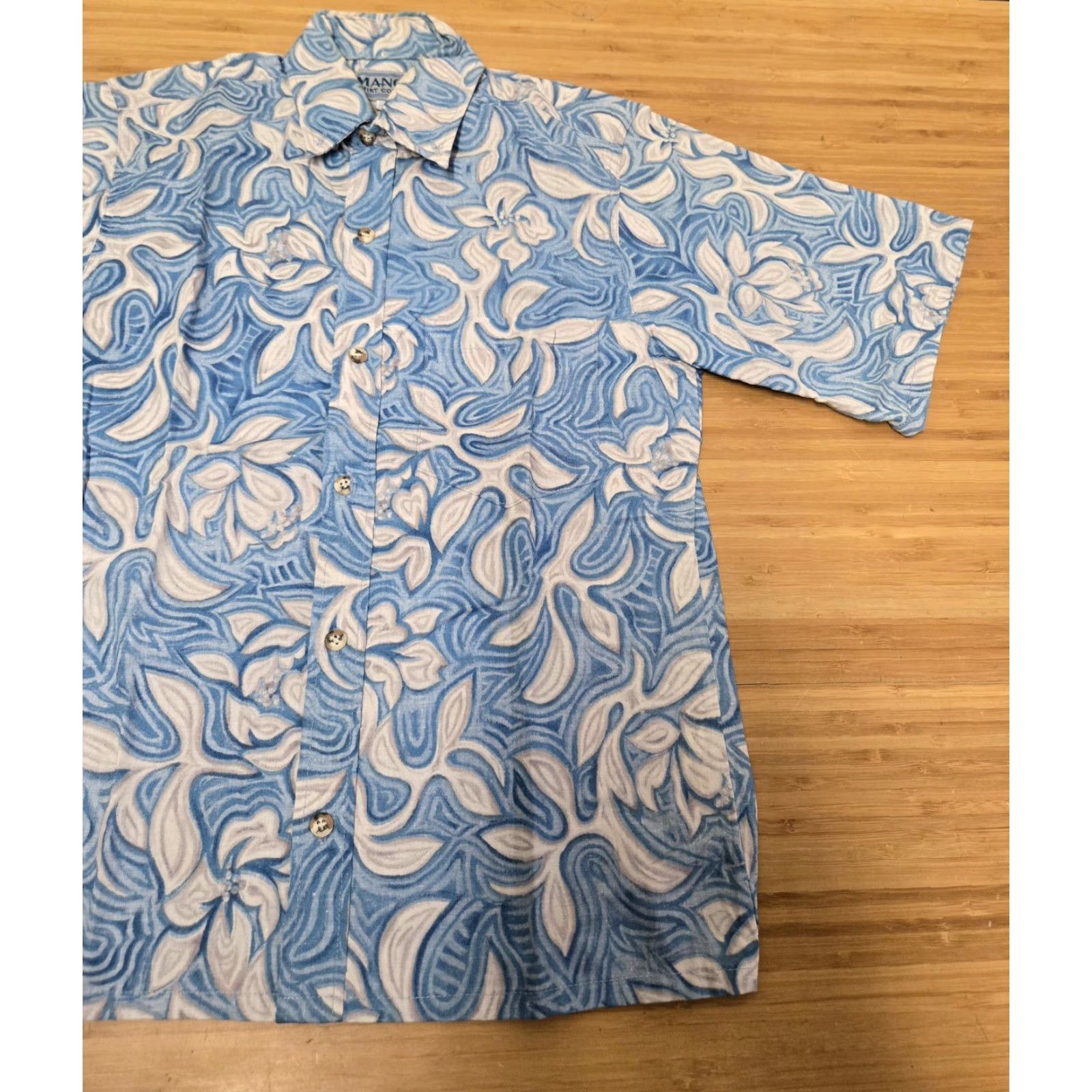 ALOHAS Manoa Shirt Company Shirt Mens Small Blue White Hawaiian Aloha Floral Button Up Size US S / EU 44-46 / 1 - 2 Thumbnail