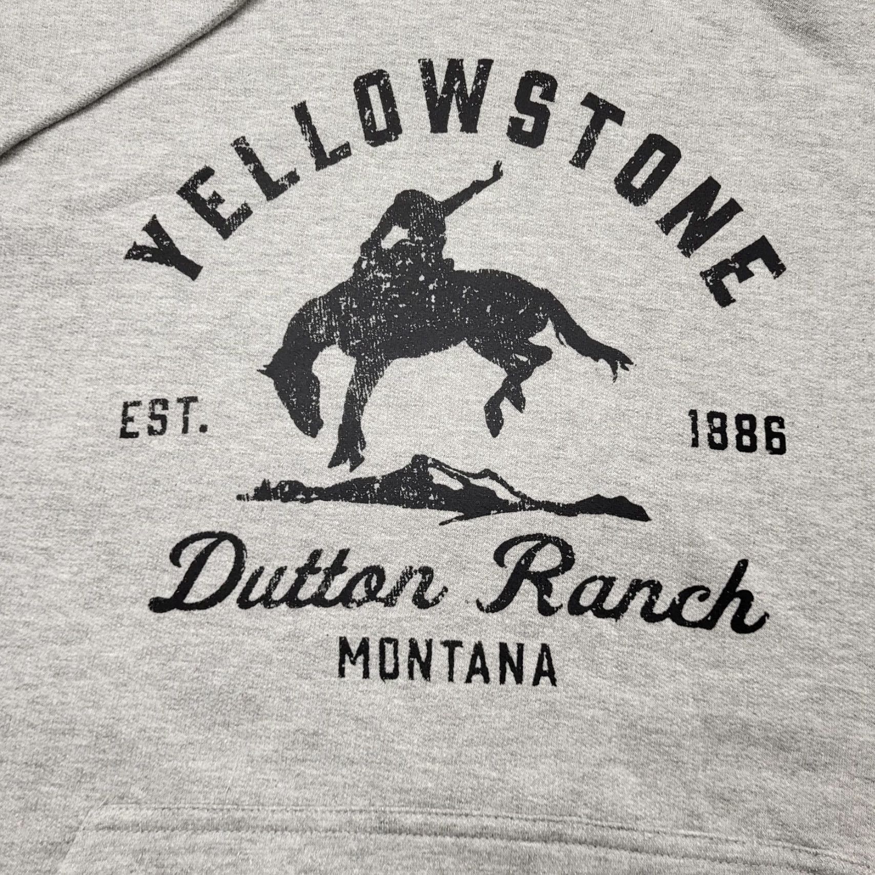 Vintage Yellowstone Dutton Ranch Men's XLARGE Light Gray Montana Hoodie Sweatshirt Size US XL / EU 56 / 4 - 6 Thumbnail
