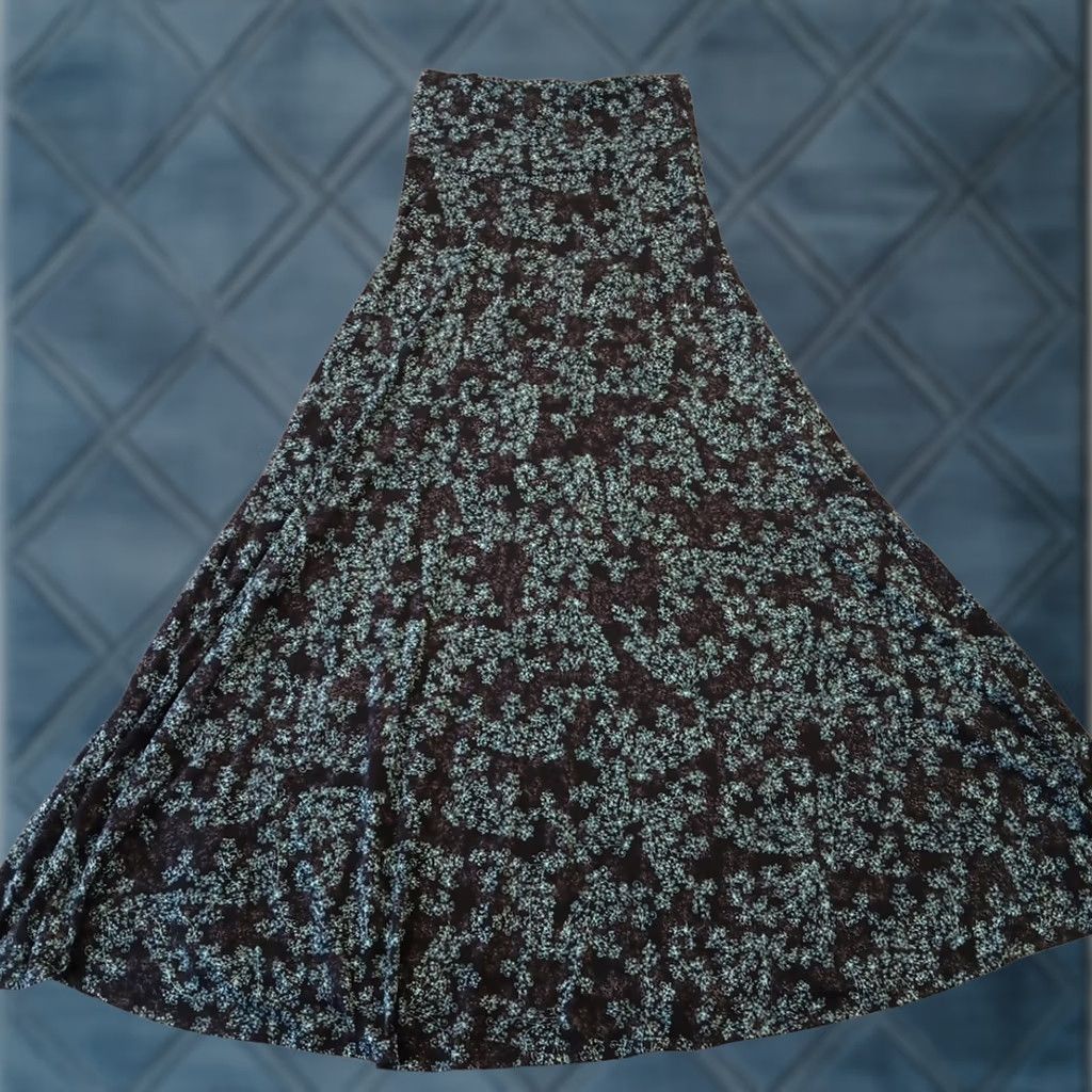 Vintage LuLaRoe Skirt Maxi WOMEN Regular XS Black Floral Long Pull On Stretch Size 26" / US 2 / IT 38 - 1 Thumbnail