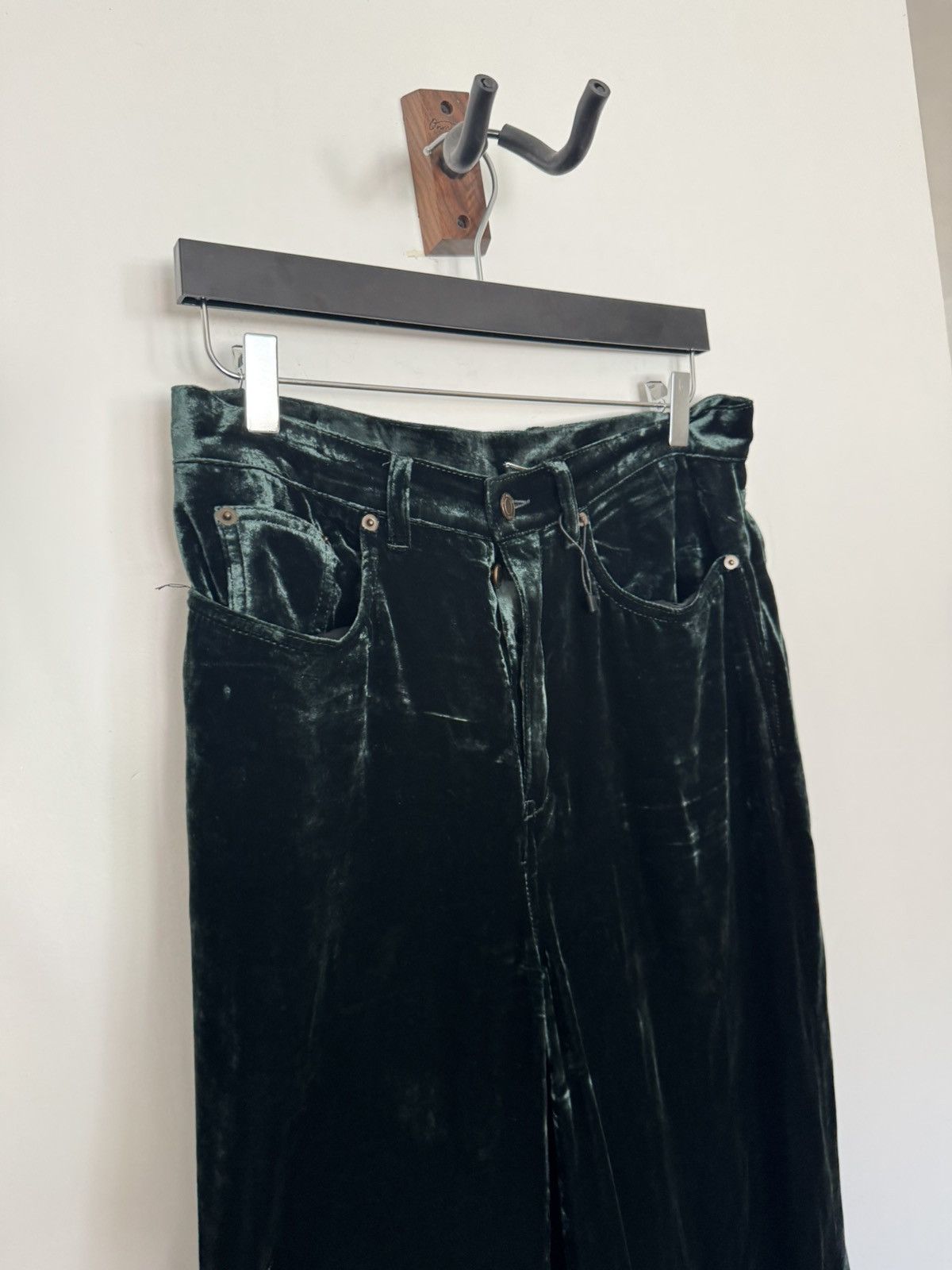 Saint Laurent Paris Green Velour Highwaisted pants Size US 31 - 5 Thumbnail