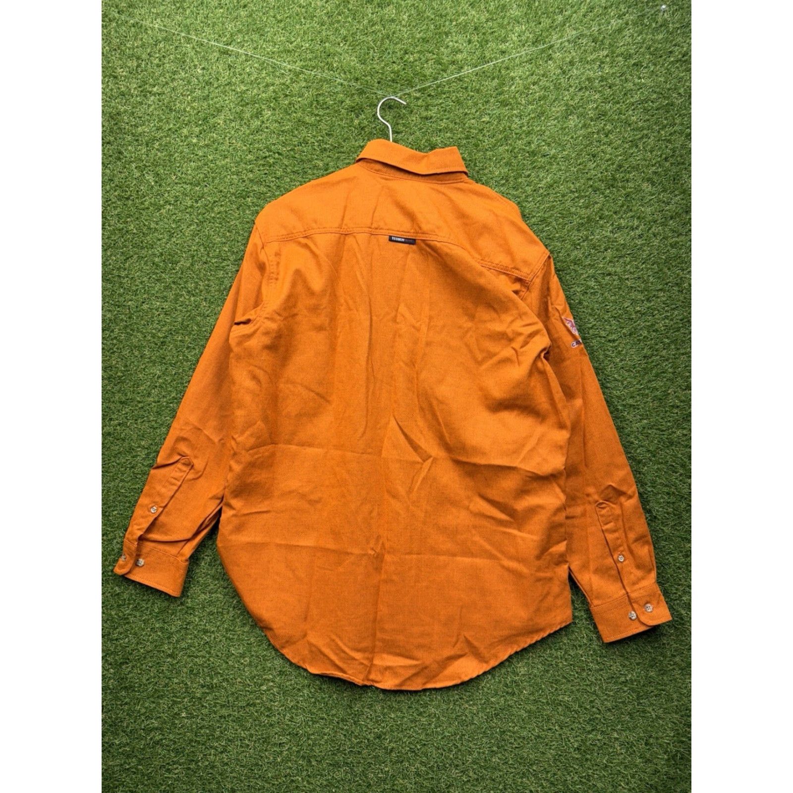 Denime Drifire Shirt Mens Large Denim Chambray Button-Up Long Sleeve Workwear 90s Orange Mens Size US L / EU 52-54 / 3 - 2 Thumbnail
