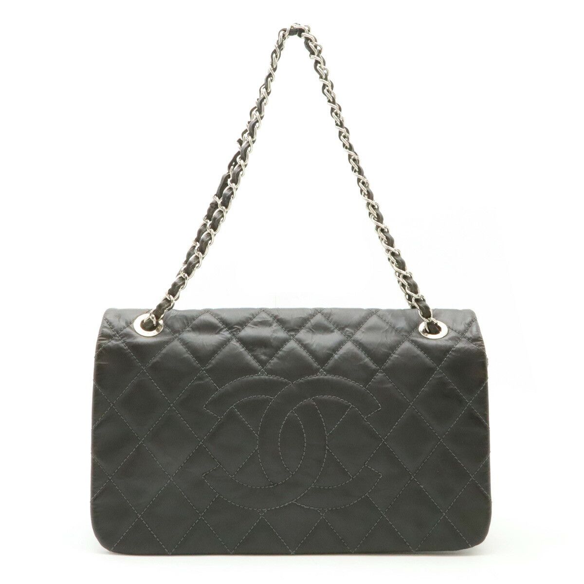 Chanel Chanel Pvc Matelassé Coco Mark Chain Shoulder Bag Dark Grey Plastic Shoulder Bag, Women's