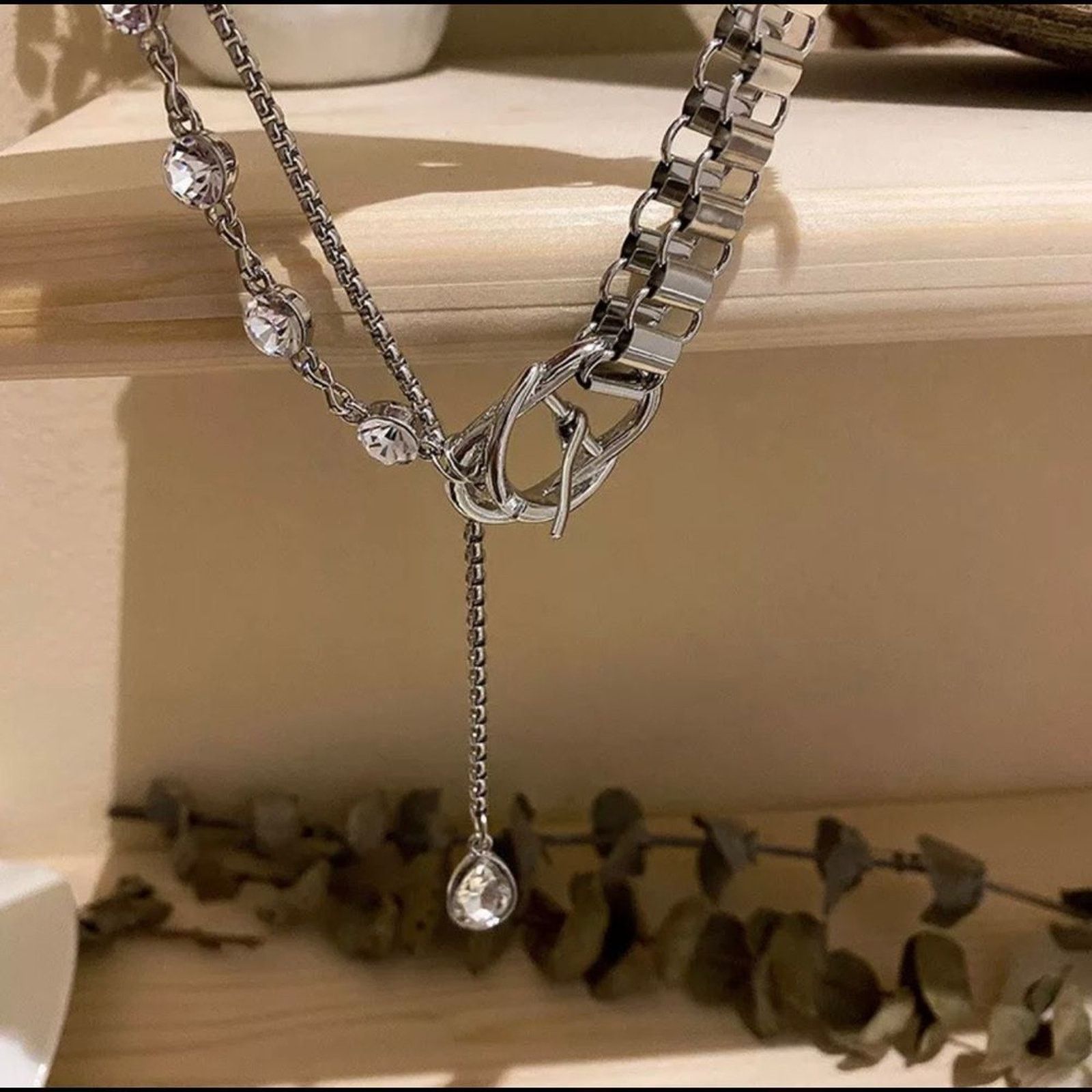 Other Crystal Chocker Necklace Silver Statement Necklace Size ONE SIZE - 6 Thumbnail