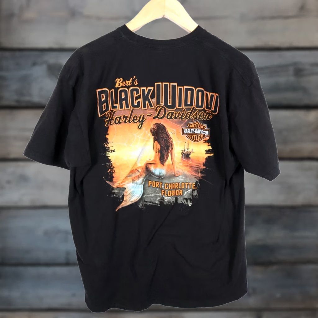 Harley Davidson Harley-Davidson Black Widow T-Shirt Adult XL 2XL Garden City? Size US XL / EU 56 / 4 - 1 Thumbnail