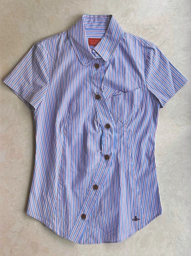 Vivienne Westwood Vivienne Westwood Irregular striped short-sleeved shirt Size S / US 4 / IT 40 - 1 Thumbnail