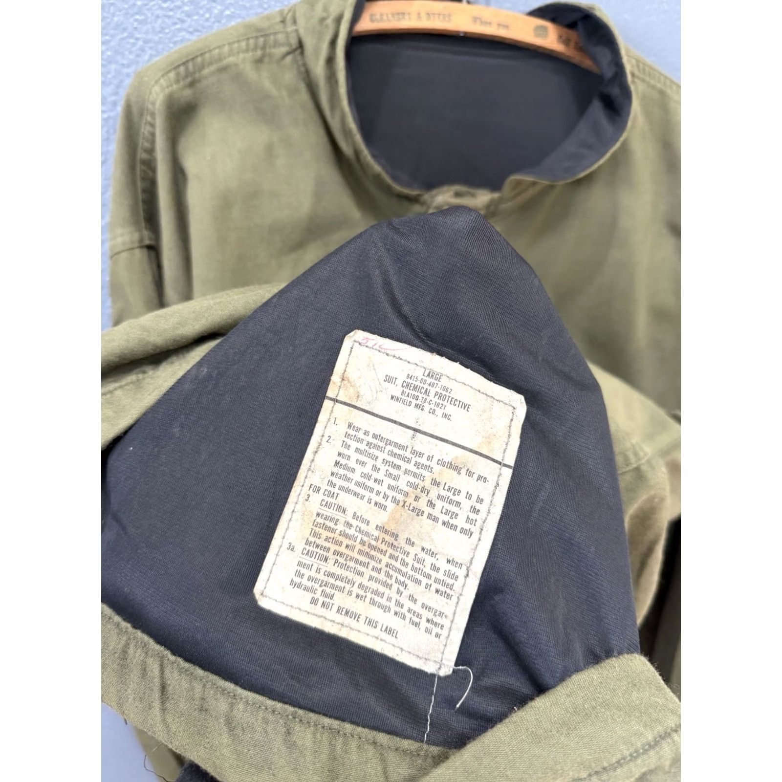 Olive VINTAGE US Army Jacket Large Olive Green Chemical 70’s Men’s Size US L / EU 52-54 / 3 - 3 Thumbnail