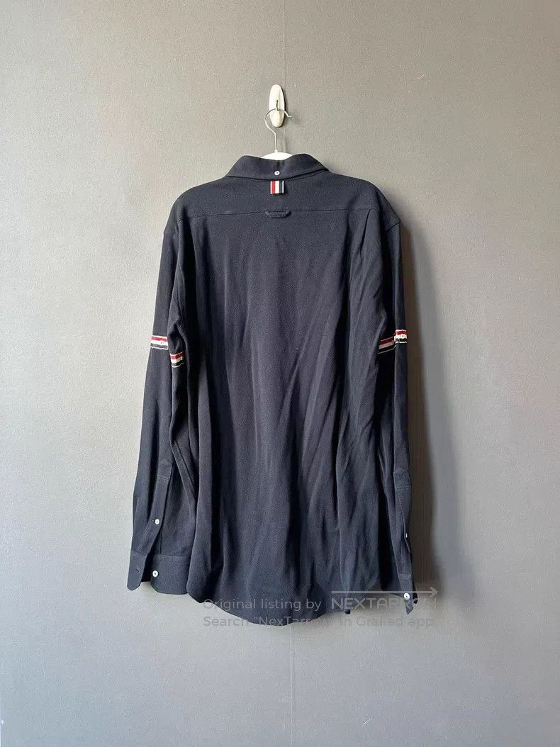 Thom Browne Thom Browne Navy Double Sleeve Logo Shirt Size US XL / EU 56 / 4 - 2 Thumbnail
