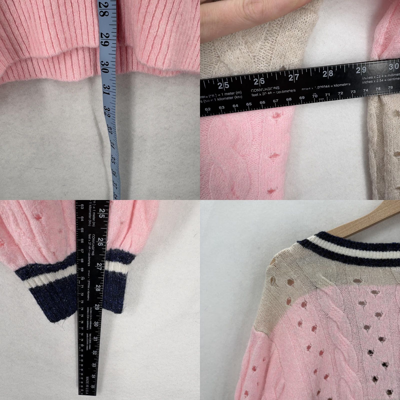 Torrid VINTAGE Torrid Sweater Womens 3X Pink Henley V-Neck Cable Knit Striped Balloon Sleeve Size XXL / US 16-18 / IT 52-54 - 8 Thumbnail