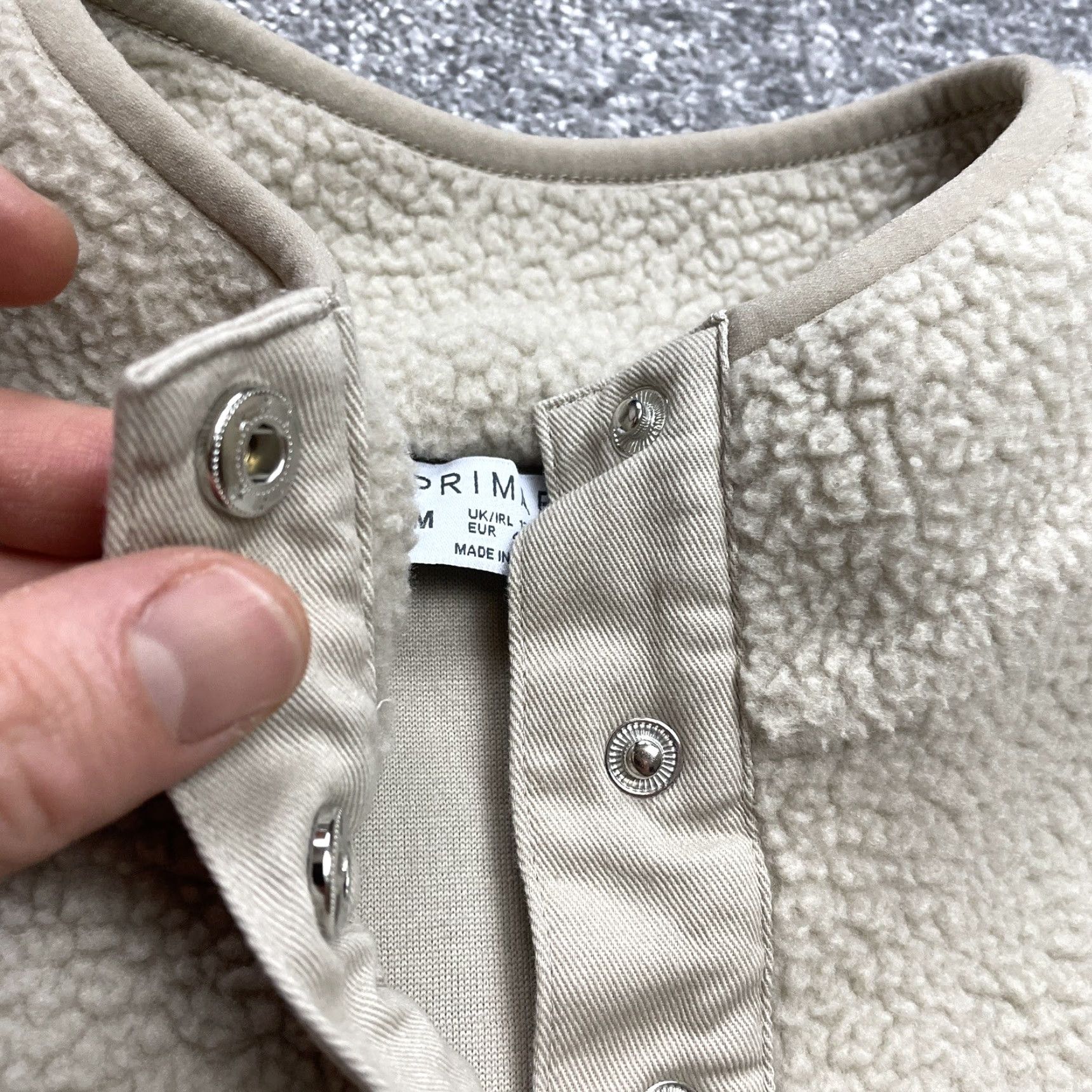 Primark Primark Jacket Beig e Womens M Medium 12-14 Sherpa 1/4 Snap Button Long Sleeve Buttoned Winter Fall Basic Jacket Size M / US 6-8 / IT 42-44 - 3 Thumbnail
