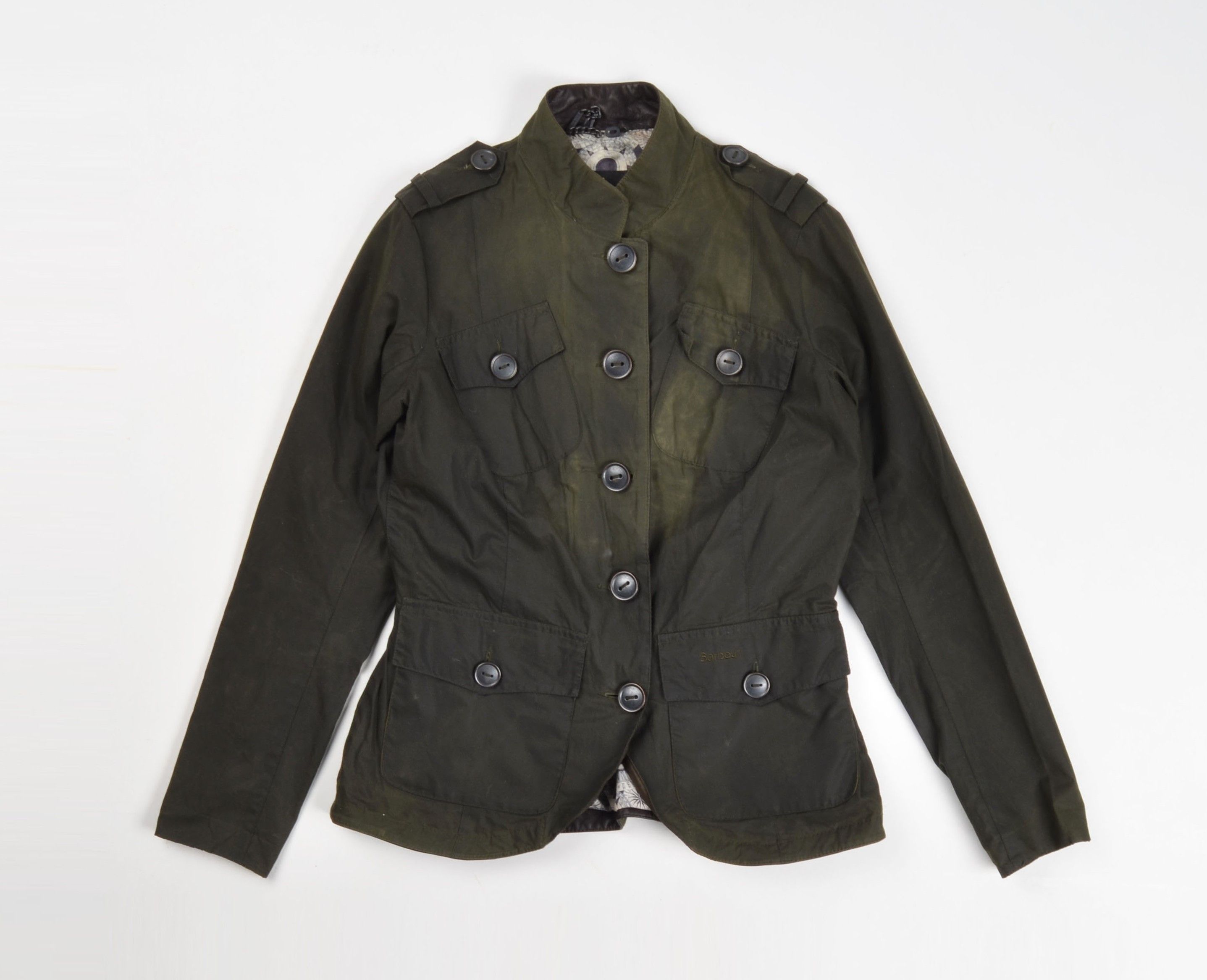 Barbour Barbour Women's Green Waxed Short Jacket Size M / US 6-8 / IT 42-44 - 4 Thumbnail