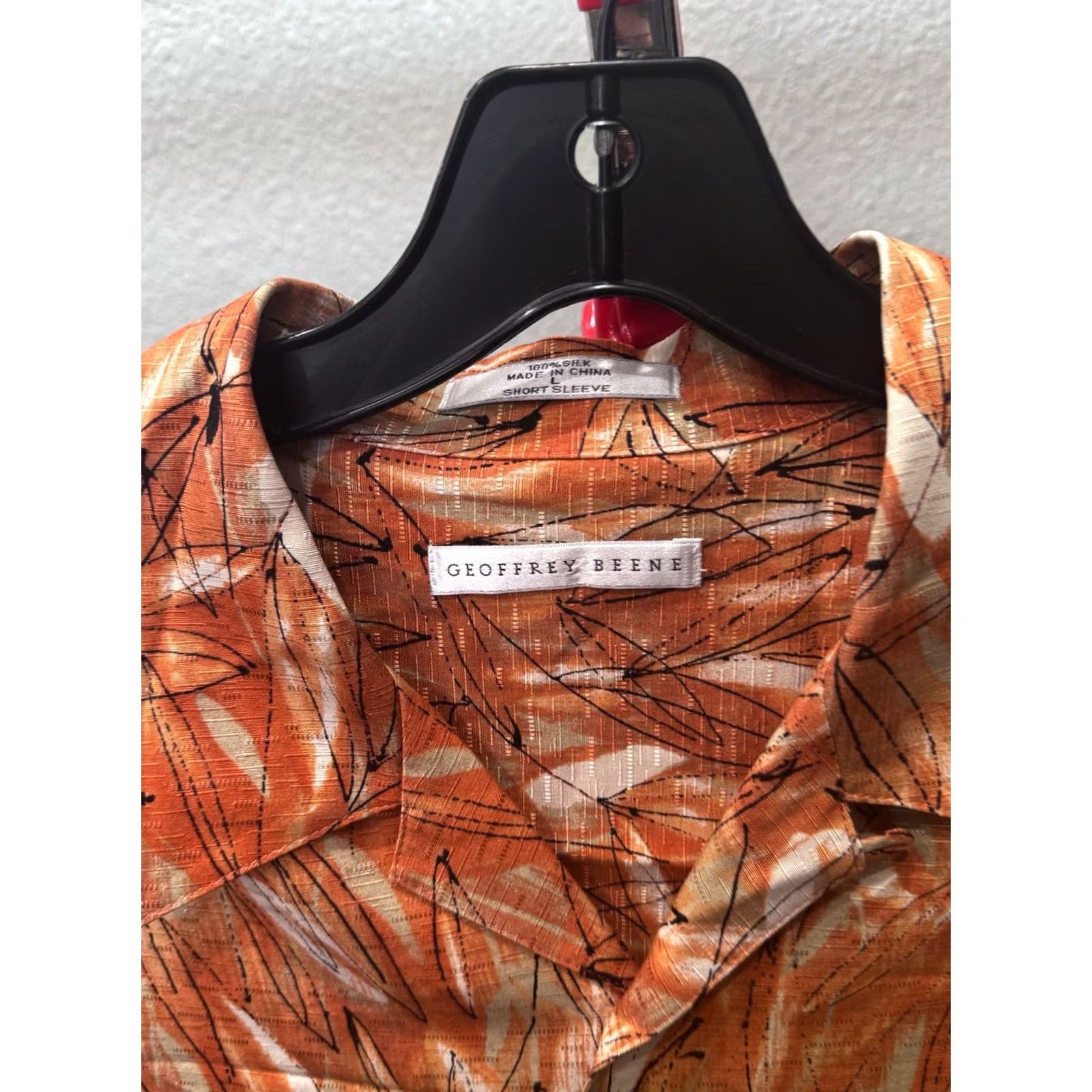 Geoffrey Beene Geoffrey Beene Shirt Large L Multicolor 100% Silk Pumpkin Floral SHORT SLEEVE BUTTON UP Mens Size US L / EU 52-54 / 3 - 5 Thumbnail