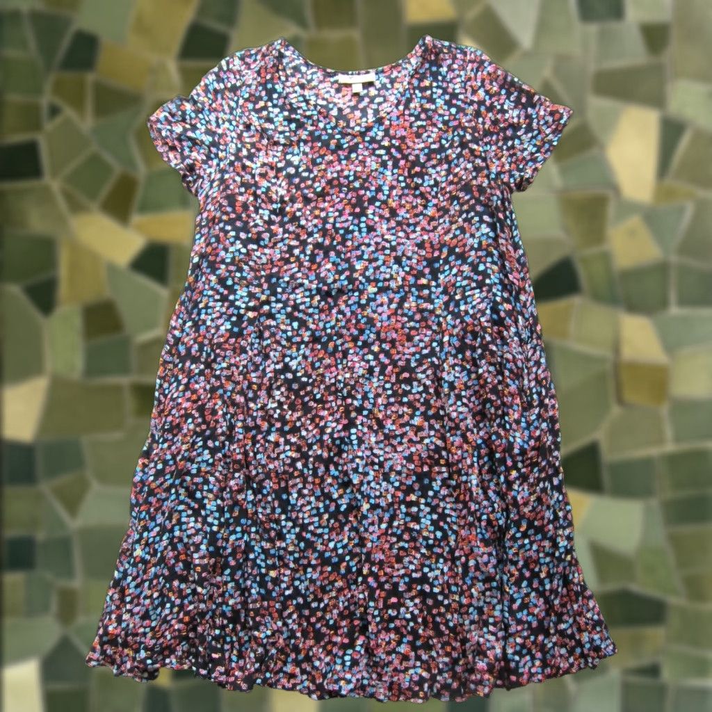 Vintage Woman Within Dress Midi Maxi Polka Dot V-Neck Pockets 18 Pink Rayon Blue Yellow Shirt Dress 18 Womens Size XXL / US 16-18 / IT 52-54 - 1 Thumbnail