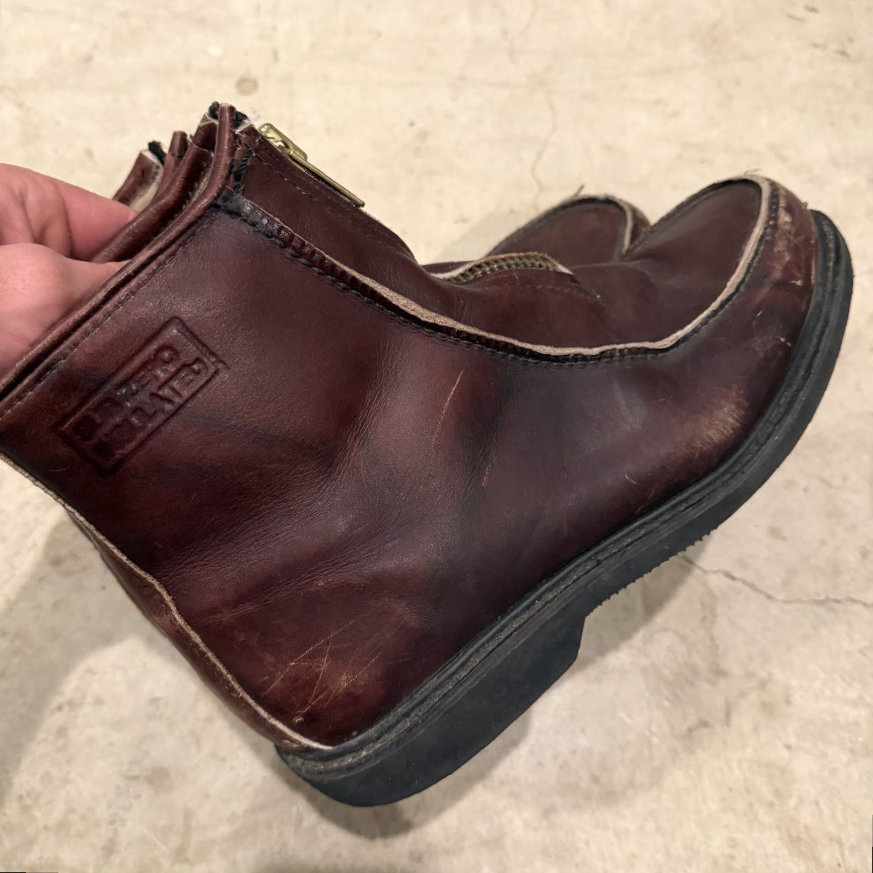 Doublet VINTAGE Double H Insulated Stadium Boots Style 5334 Mens Size 11.5 D Brown Western Workwear Leather Zipper Boots Mens Boots Size US 12 / EU 45 - 5 Thumbnail