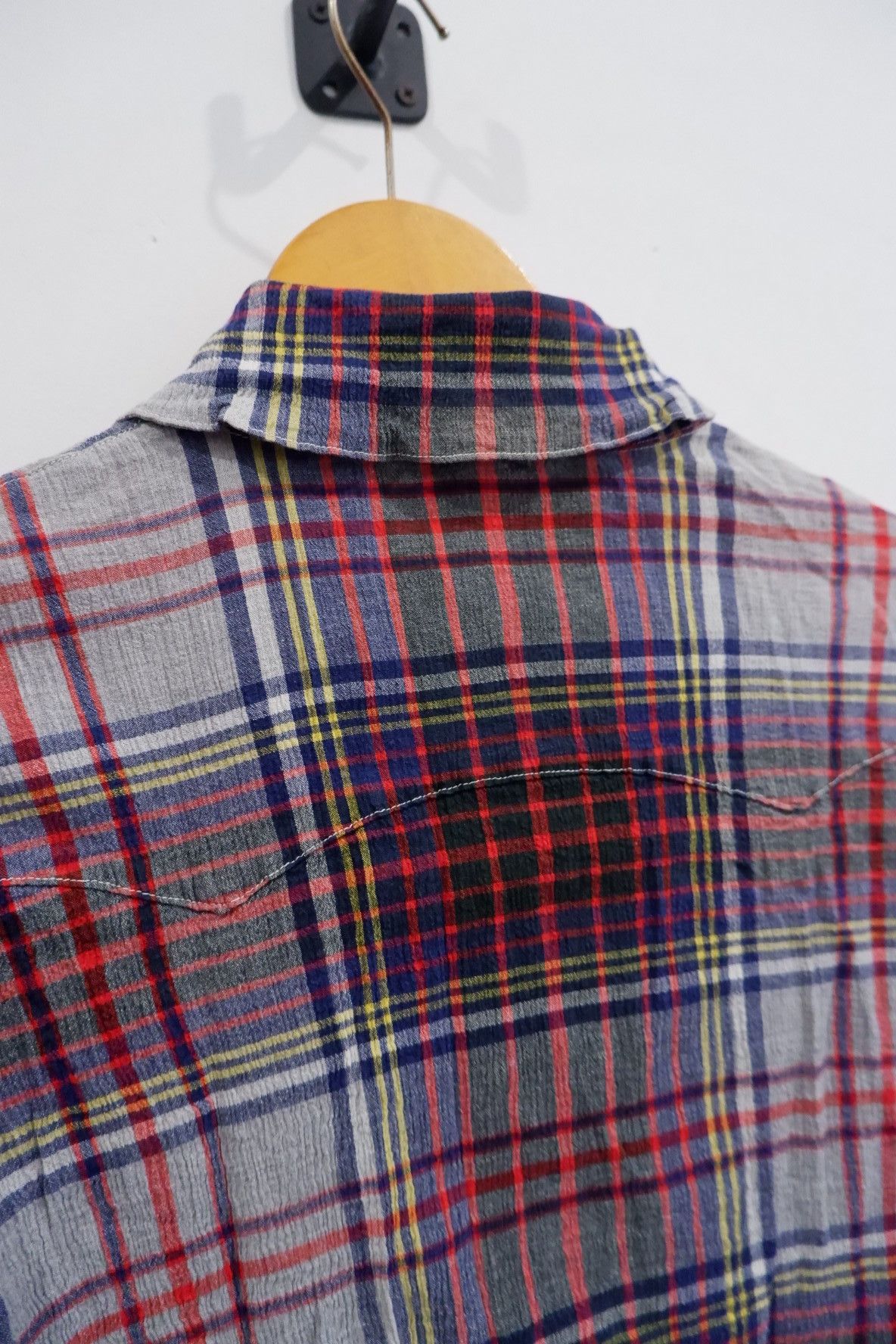 Issey Miyake VTG Tsumori Chisato Pleated Stretch Plaid Button Shirt Size M / US 6-8 / IT 42-44 - 6 Thumbnail