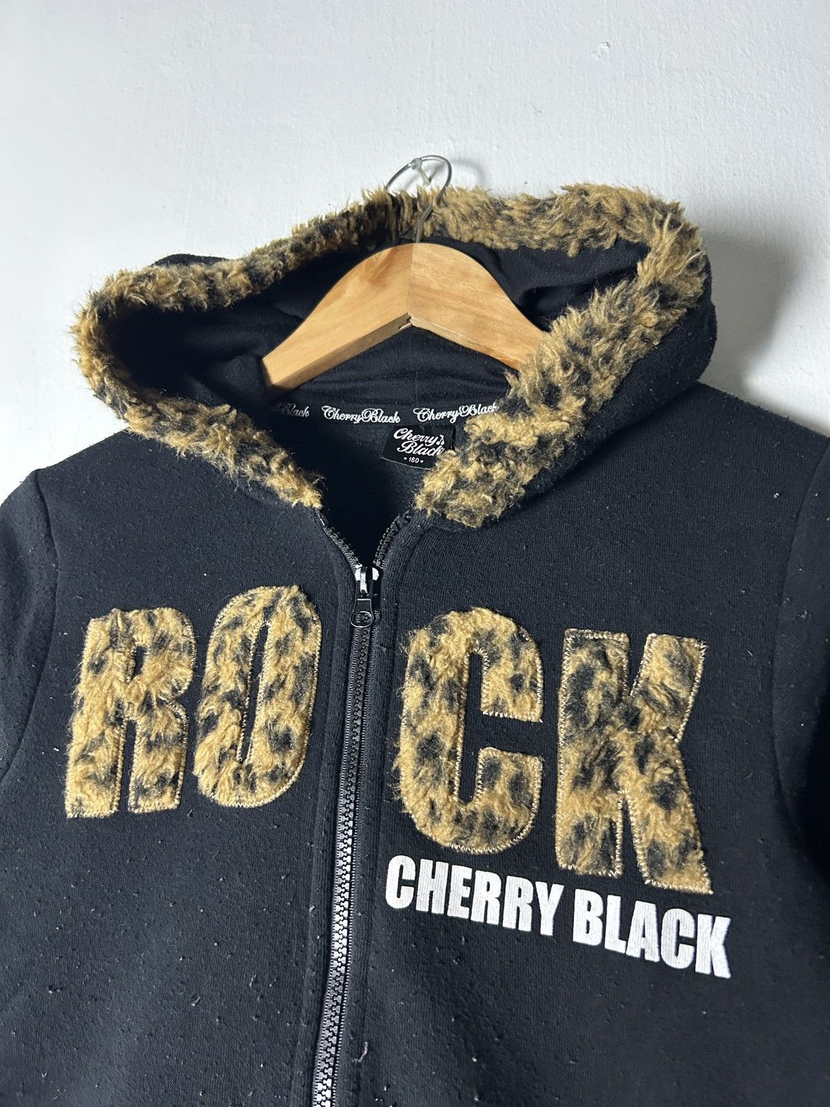 If Six Was Nine Japanese brand Cherry Black ROCK leopard zipper fur hoodie Size XXS / US 00 / IT 34 - 2 Thumbnail