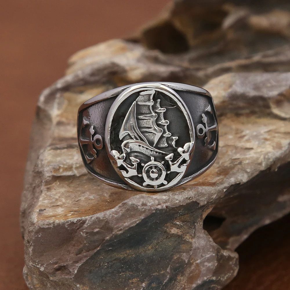 Jewelry Nordic Sailboat Pirate Ring Jewelry Streetwear Fashion Gift Size ONE SIZE - 4 Thumbnail