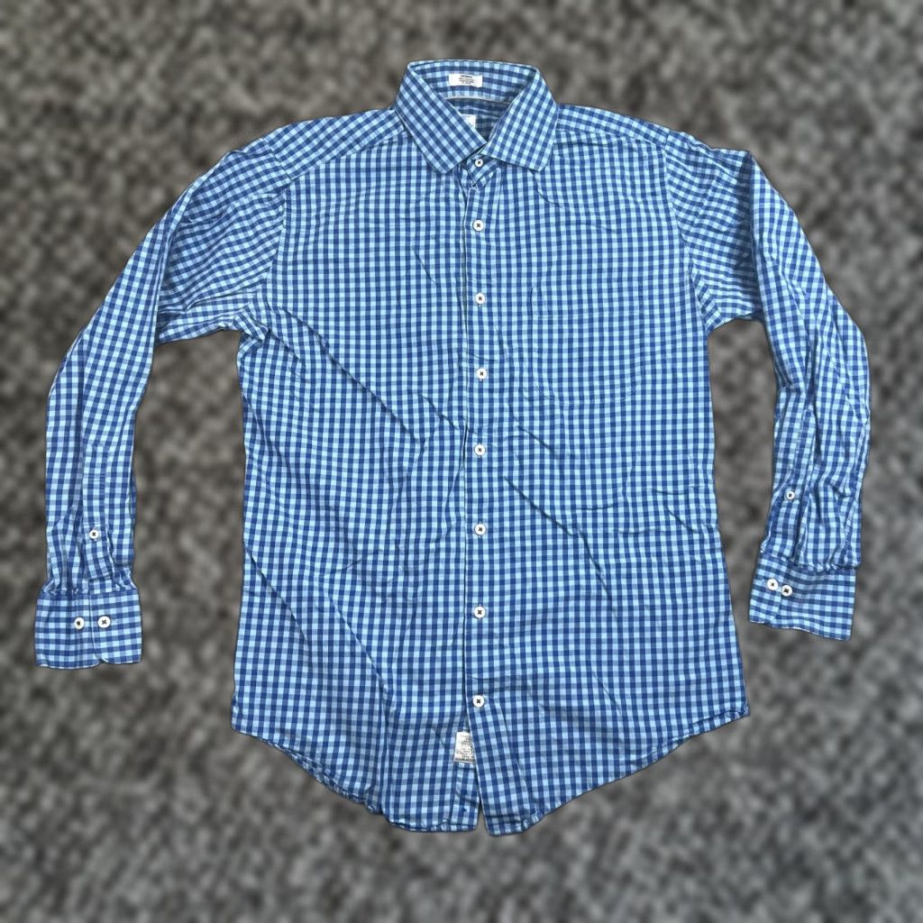Peter Millar VINTAGE Peter Millar Men's Button-Up Shirt Long Sleeve Blue Plaid Cotton Regular Fit 2000s Classic Preppy Mens Size US M / EU 48-50 / 2 - 1 Thumbnail