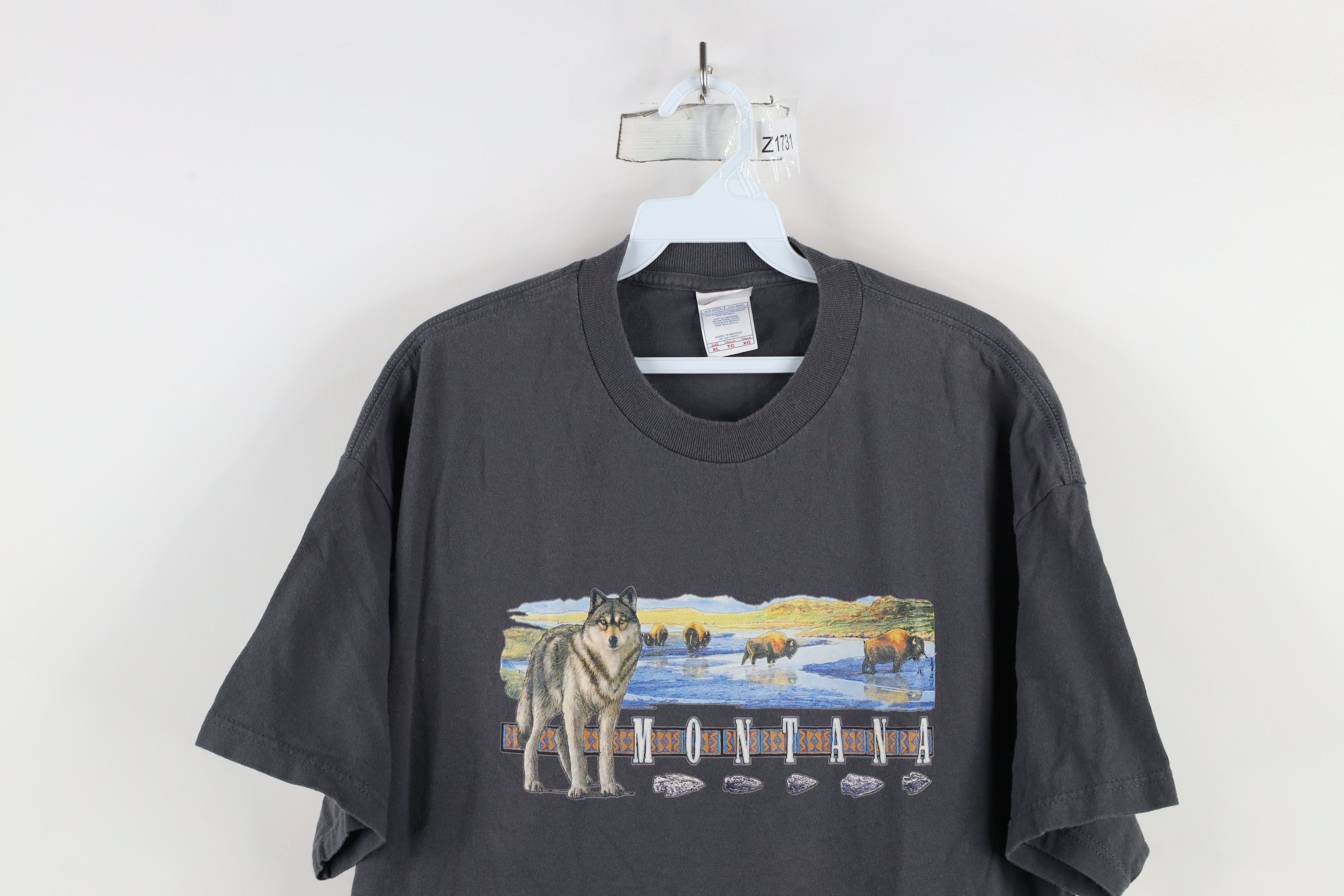Vintage Vintage 90s Y2K Spell Nature Wolf Bison Montana T-Shirt Gray Size US XL / EU 56 / 4 - 2 Thumbnail