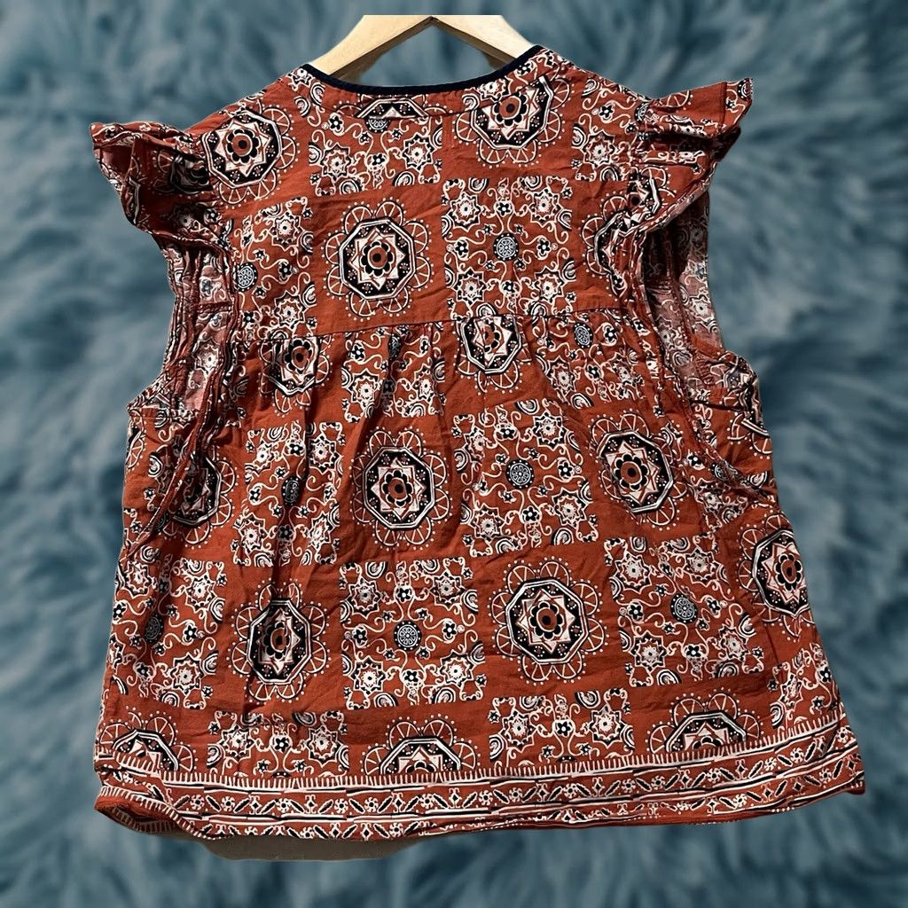 Vintage Ivy Jun & Ivy Kingsley Print Top Blouse XL Women Orange 100% Cotton Short Sleeve Pullover Womens XL Orange Ivy Kingsley Print Top Size XL / US 12-14 / IT 48-50 - 1 Thumbnail