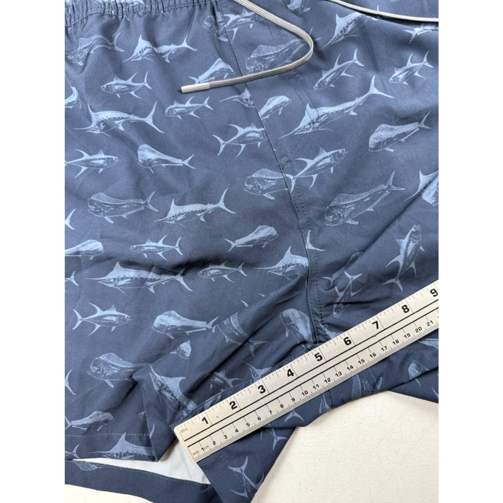 Swims AFTCO Swim Shorts Men’s 2XL Navy 5.5” Inseam Fisherman Shark Animal Print Beach Surfing Pockets Drawstring Lined Polyester Bottom Men Size US 39 - 5 Thumbnail