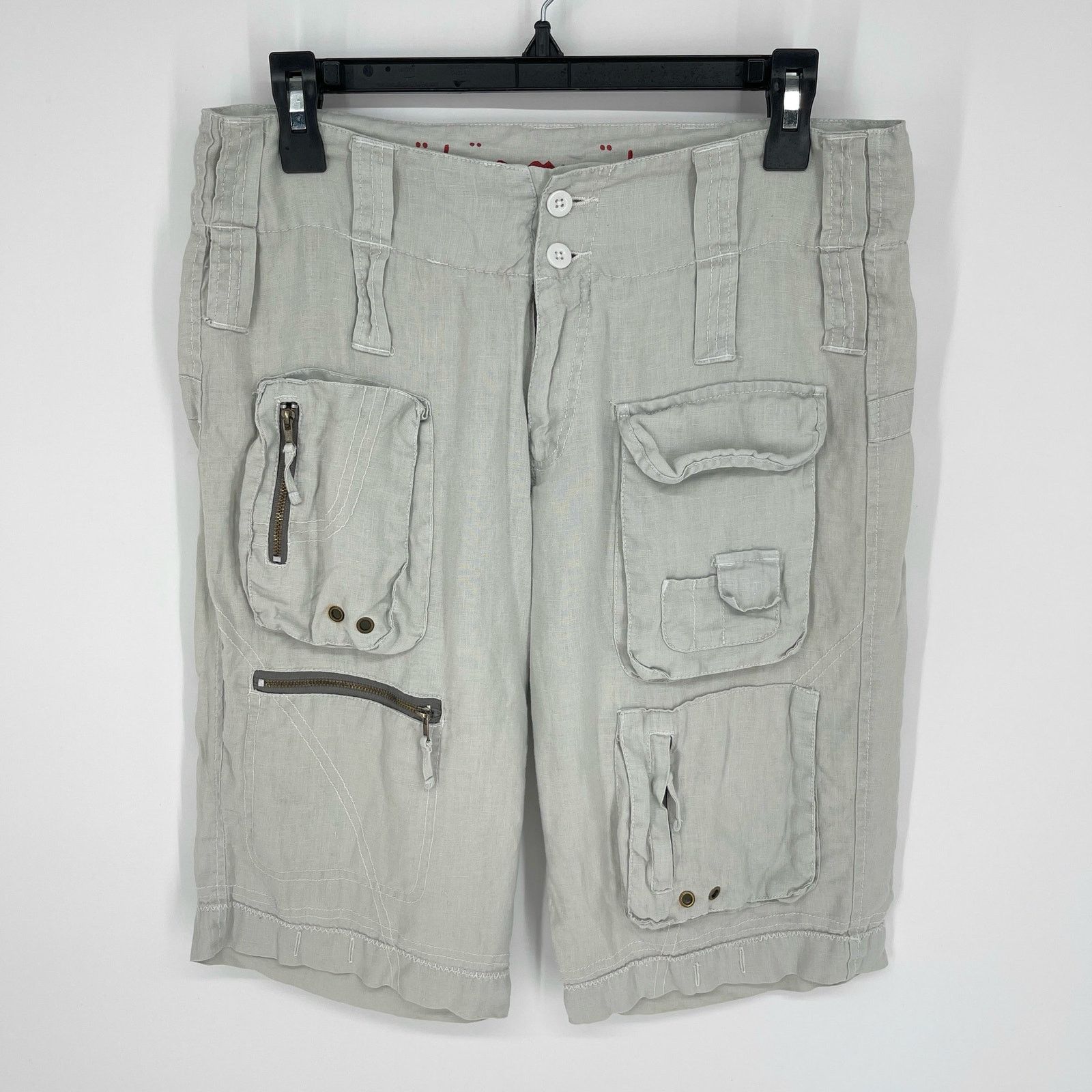 image of Pete & Greta By Johnny Was Cargo Shorts Spots Size 2 Linen in Green, Women's