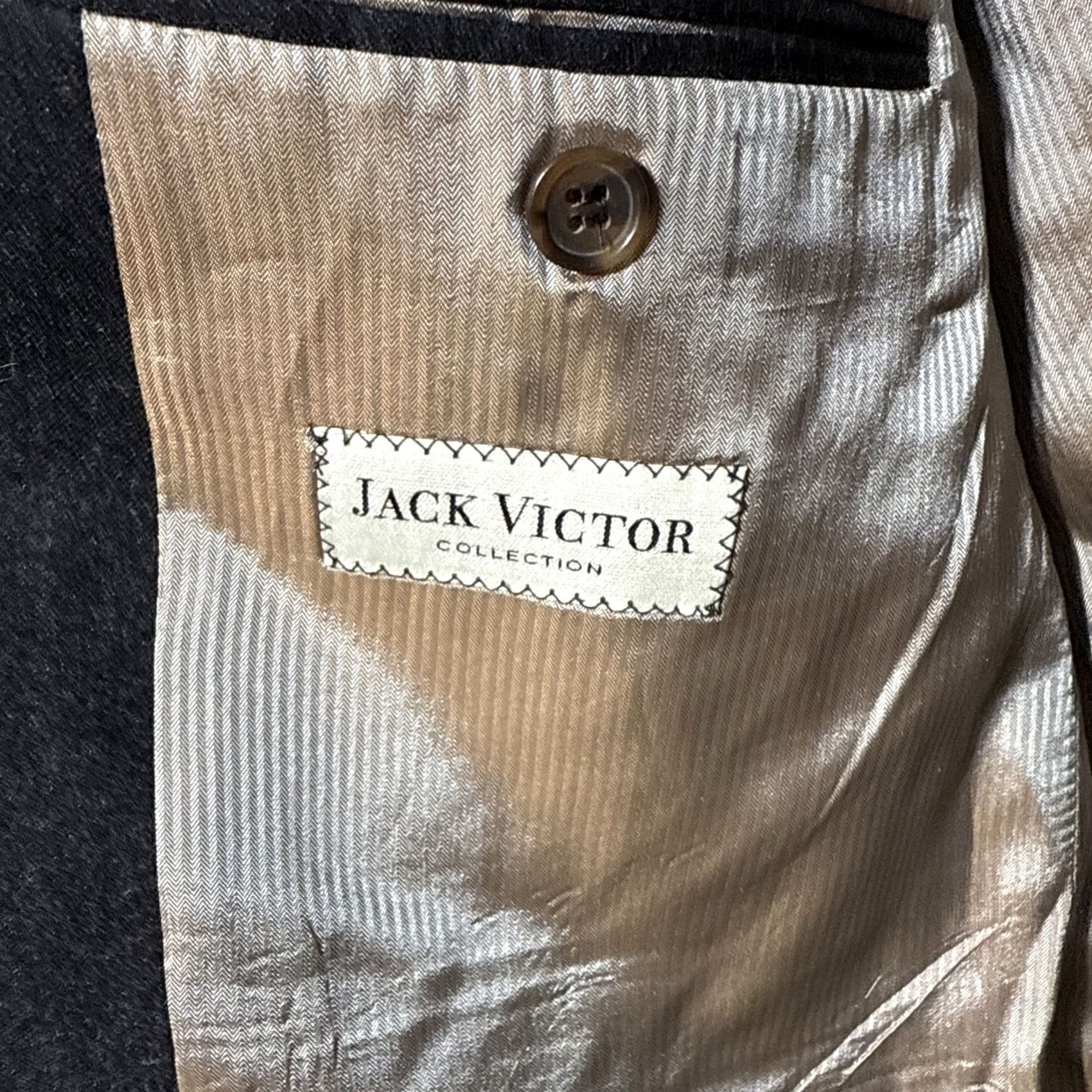 Jack Victor Jack Victor Mens Blazer 44L Wool Navy Blue Solid Single-Breasted Two-Button Notch Lapel Long Jacket Regular Fit Dry Clean Only 100% Wool Vintage No Size 44R - 6 Thumbnail
