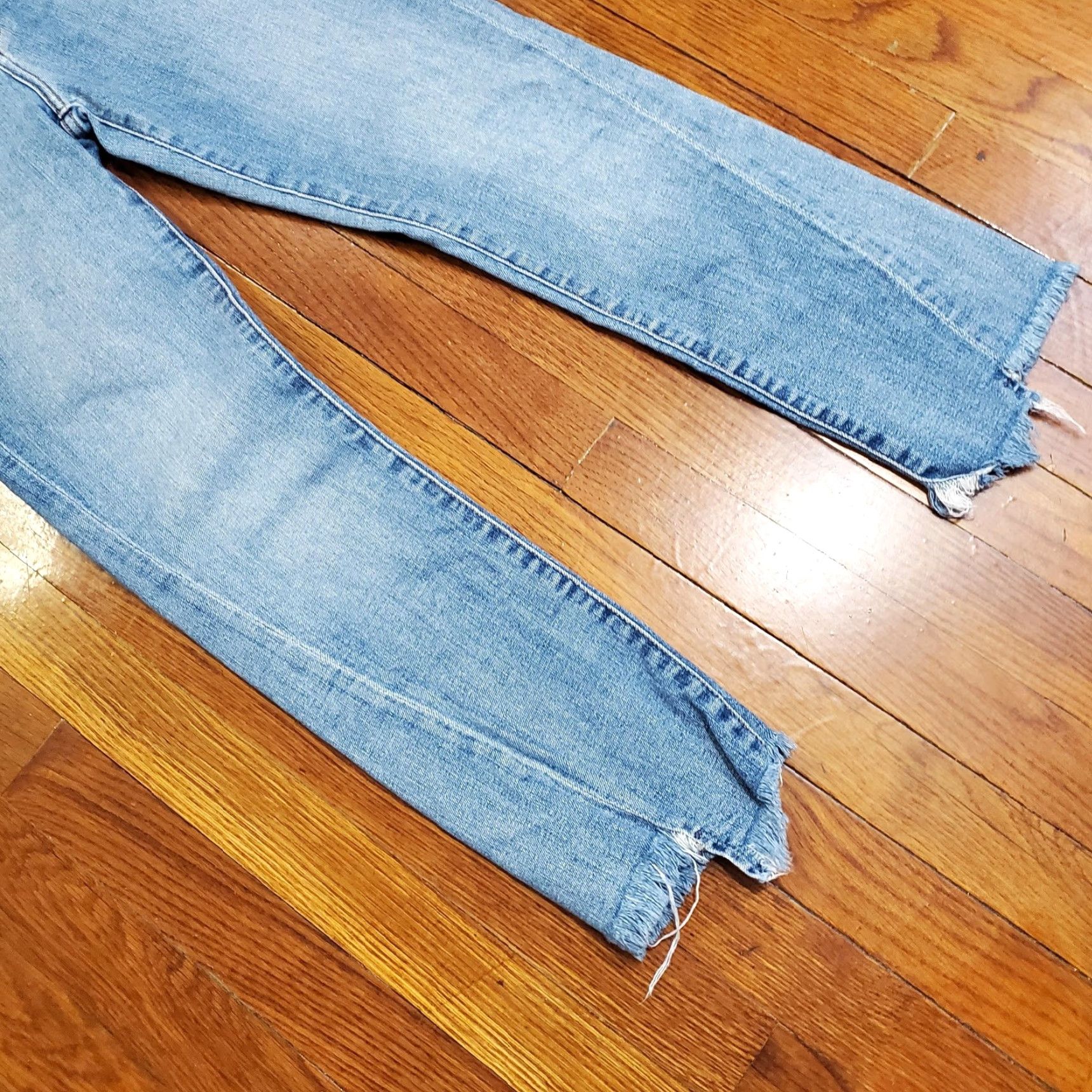 7 For All Mankind 7 For All Mankind Edie Jeans Womens 25 Blue Mid Rise Skinny Frayed Hem Crop Jeans Size 42" / US 20 - 5 Thumbnail
