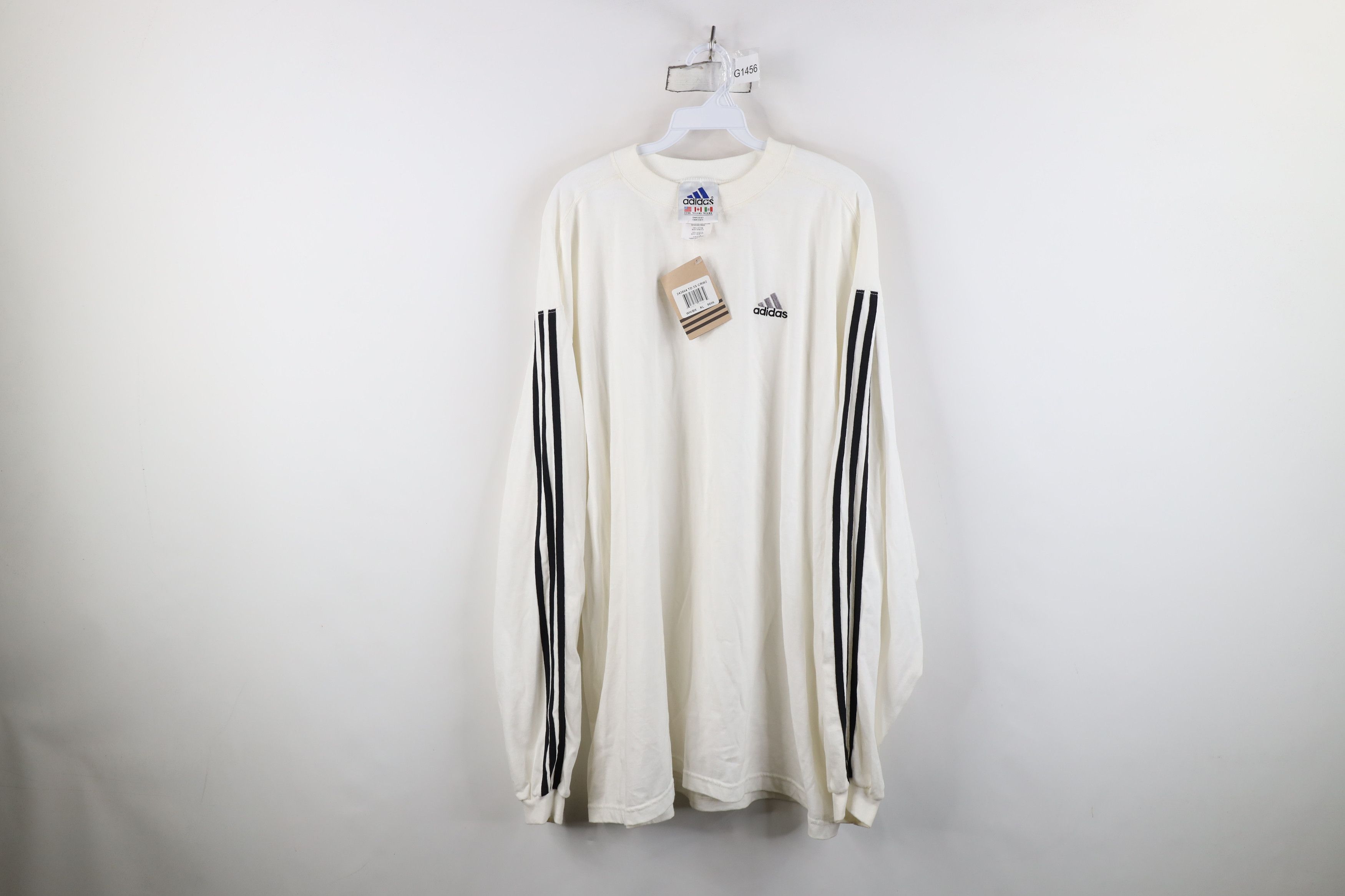Adidas Deadstock Vintage 90s Adidas Long Sleeve T-Shirt White Size US XL / EU 56 / 4 - 1 Thumbnail