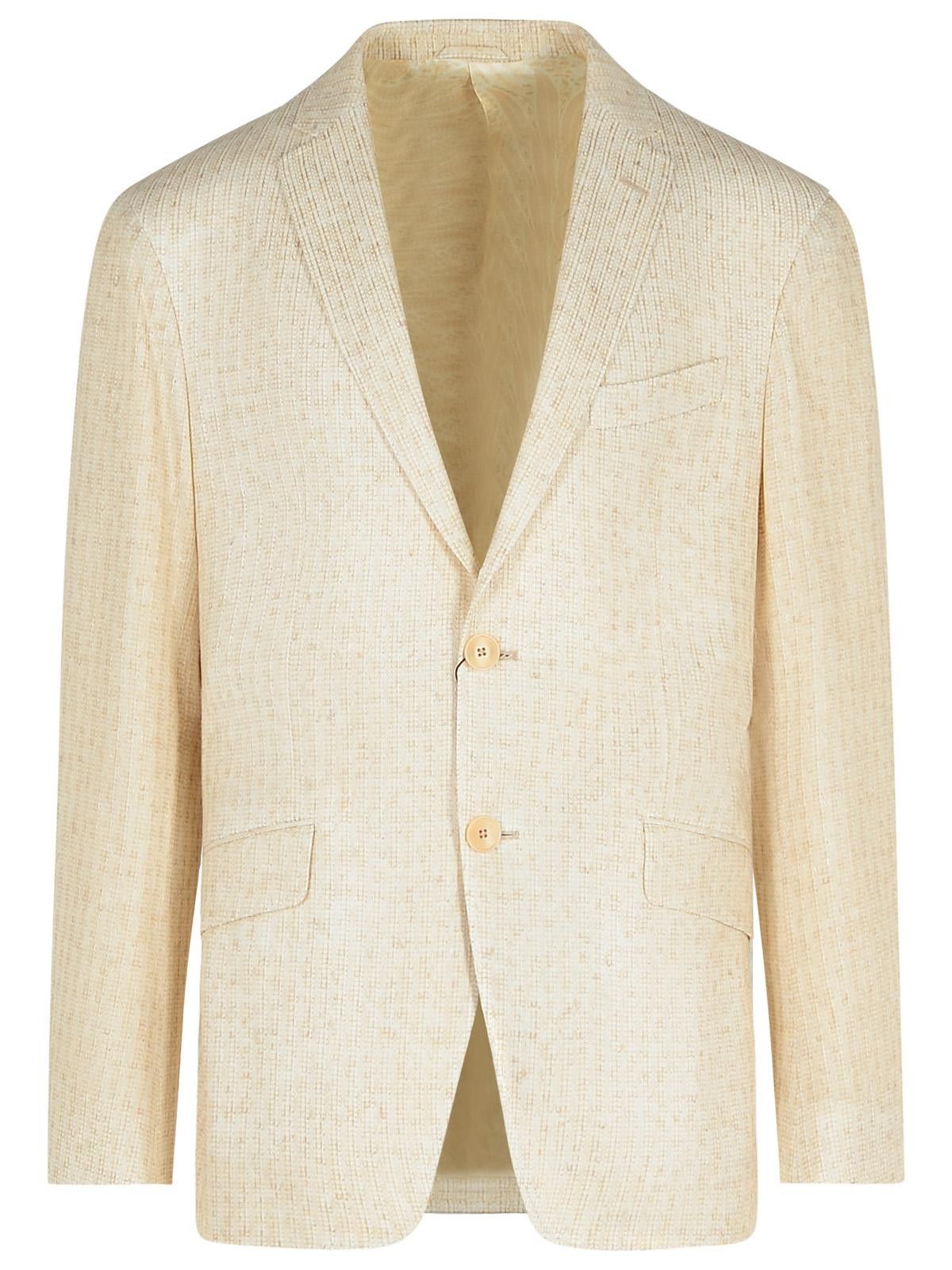 ETRO Blazer In Cream Linen Blend