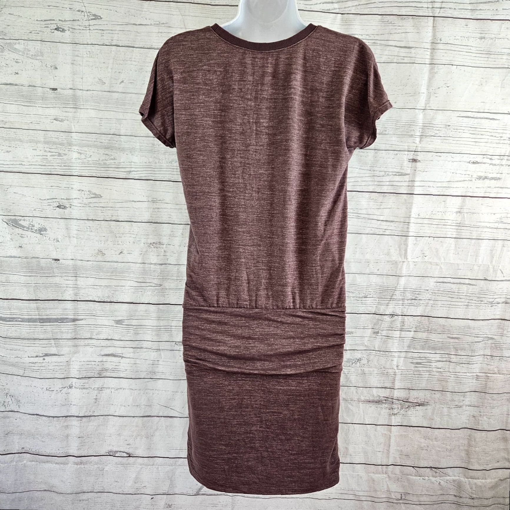 Athleta Athleta Womens Odyssey Tee Dress XS Purple Short Sleeve Ruched Scoop Neck Size 26" / US 2 / IT 38 - 3 Thumbnail