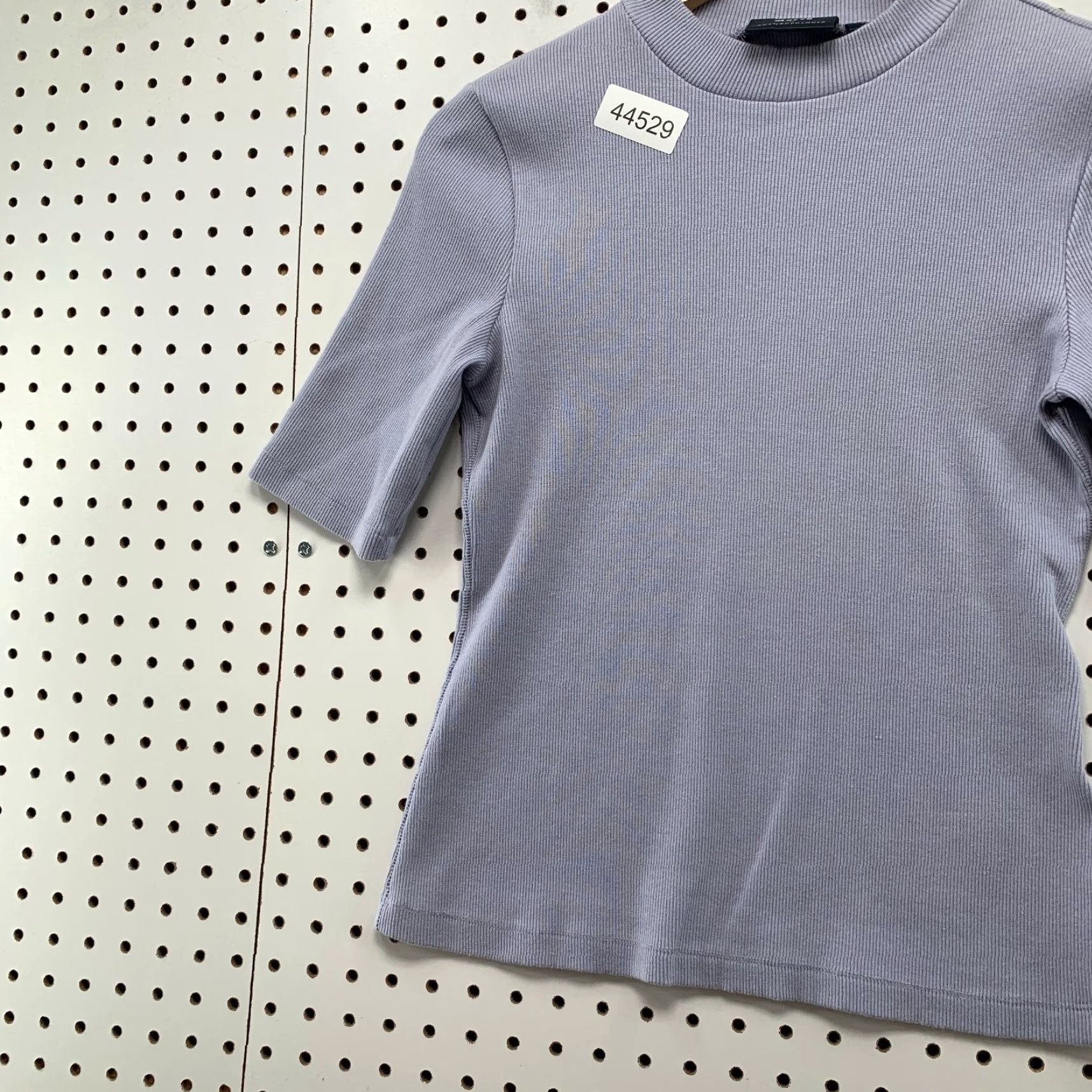 Vintage Maeve Blouse Womens XS Purple Mock Neck Short Sleeve Rib Knit Size XS / US 0-2 / IT 36-38 - 3 Thumbnail