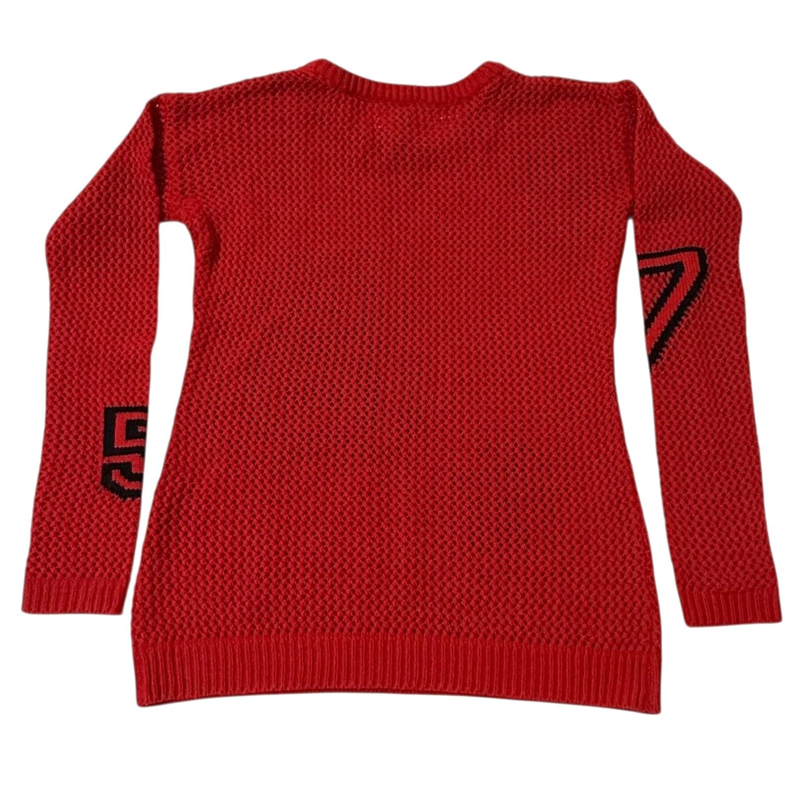 Other Yoki Numbers Open Knit Sweater Red Womens M Stretch Long Sle Size M / US 6-8 / IT 42-44 - 4 Thumbnail