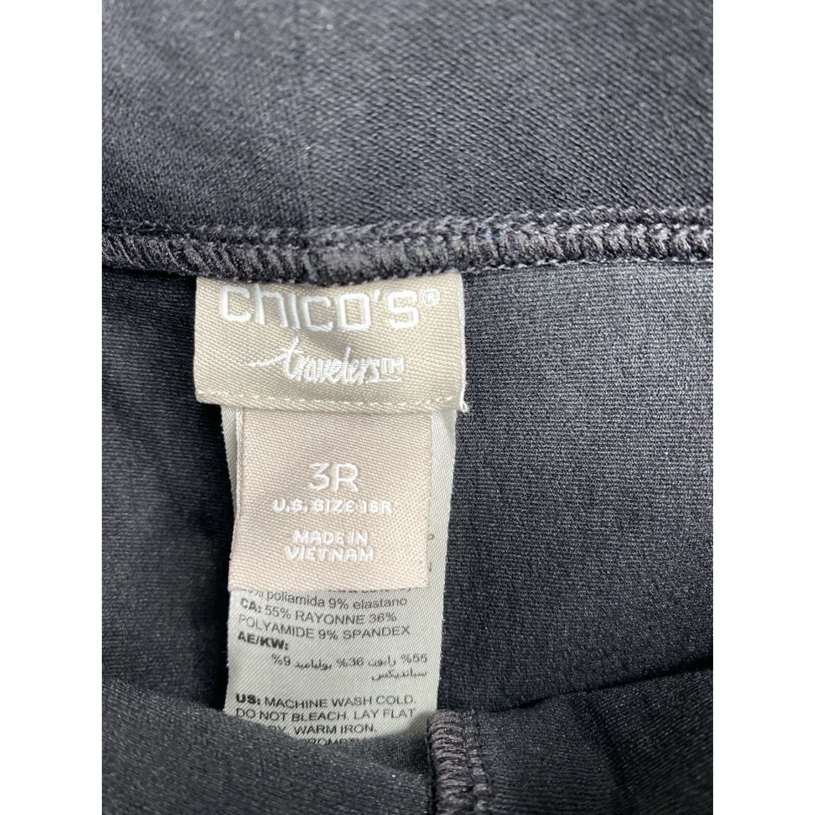 Vintage Chicos Black Ponte Knit Travel Pants Womens 3 XL 16 Ankle Pockets Pull On Size 40" / US 18 - 5 Thumbnail