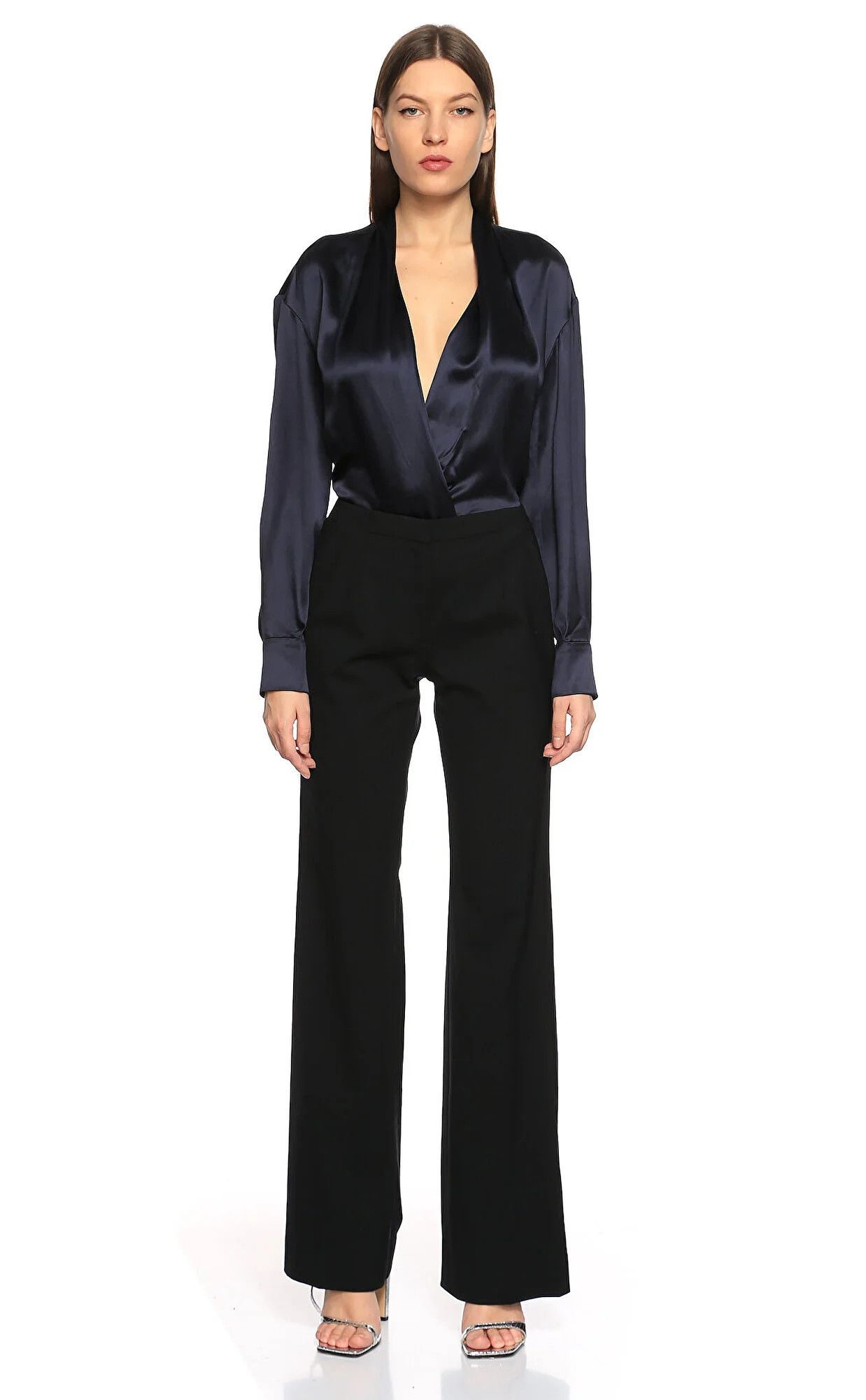 Viktor & Rolf VIKTOR & ROLF solid black wool wide leg dress pants 8 44 Size 30" / US 8 / IT 44 - 2 Thumbnail