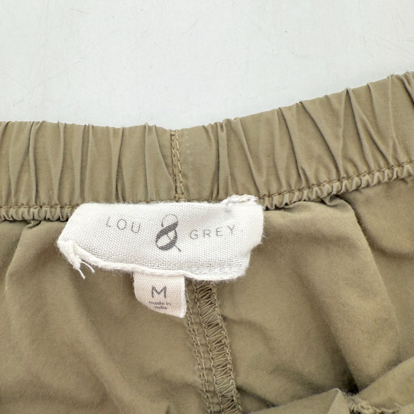 Lou & Grey Lou & Grey Womens Lightweight 100% Cotton Khaki Drawstring Elastic Waist Sz M Shorts Size ONE SIZE - 3 Thumbnail