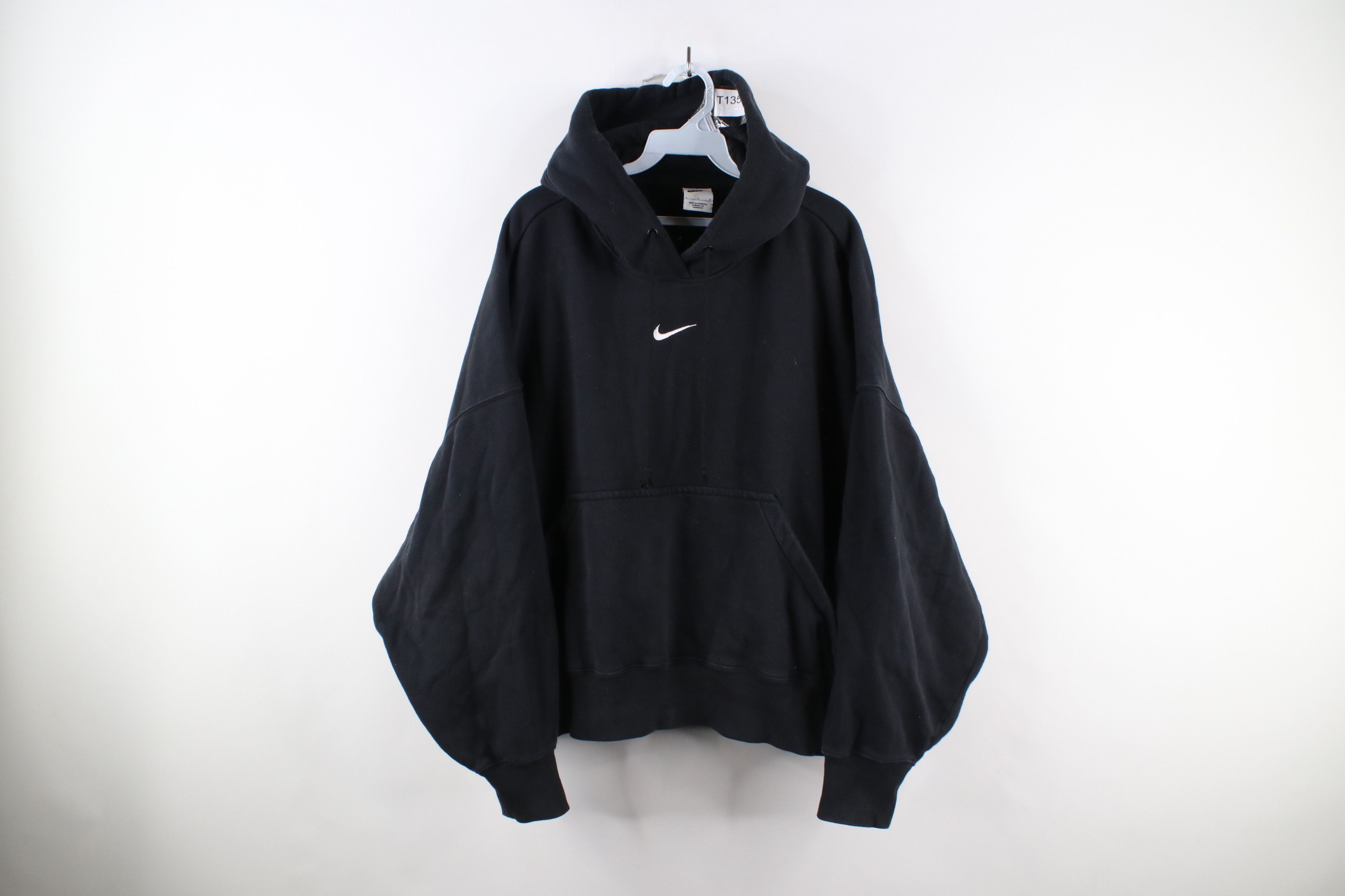 image of Nike Center Swoosh Phoenix Oversized Hoodie Sweatshirt Black, Women's (Size Large)