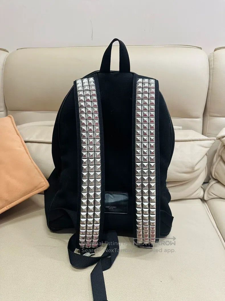 Saint Laurent Paris Saint Laurent Paris Studded Backpack Canvas Backpack Size ONE SIZE - 2 Thumbnail