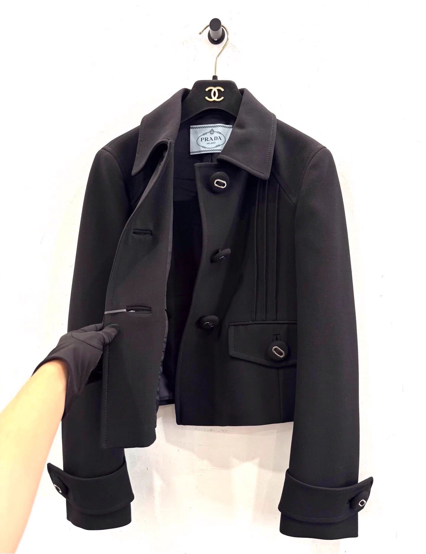 Prada Prada Women's Black Wool Jacket 40 99 New Size S / US 4 / IT 40 - 3 Thumbnail