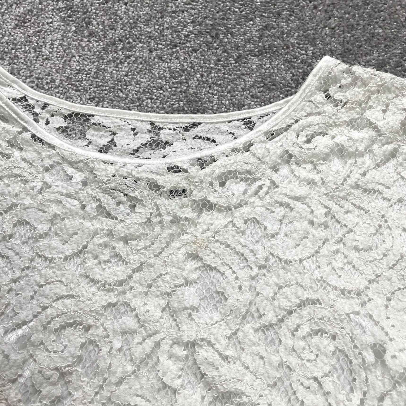 Vintage Cato Blouse Womens Plus 18/20W White Solid Lace Round Neck Lined Rayon Casual Size 3XL / US 20-22 - 4 Thumbnail