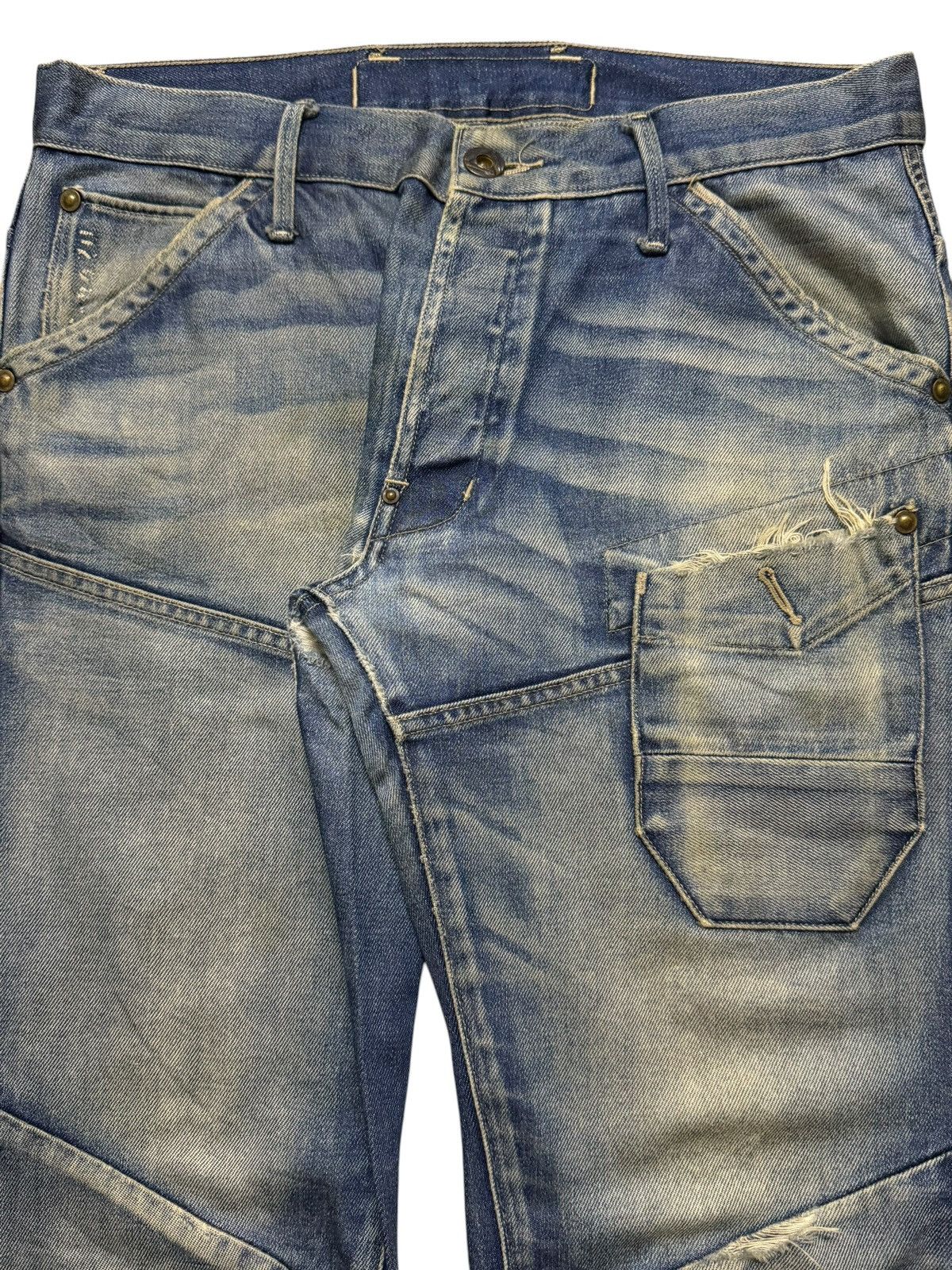 G-Star Vintage Y2K Gstar Raw Blue Faded Wash Avant Garde Style Jean Size US 33 - 3 Thumbnail
