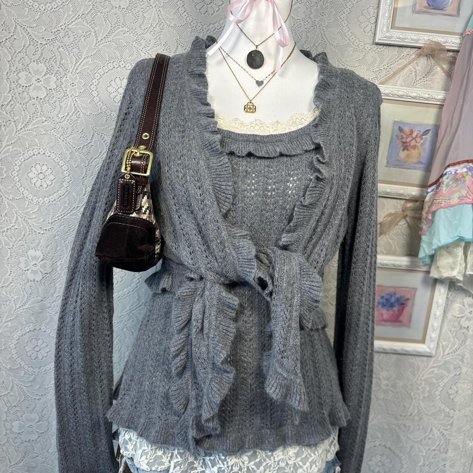 Other vintage ruffle cozy cardigan and tank top set Size L / US 10 / IT 46 - 2 Thumbnail