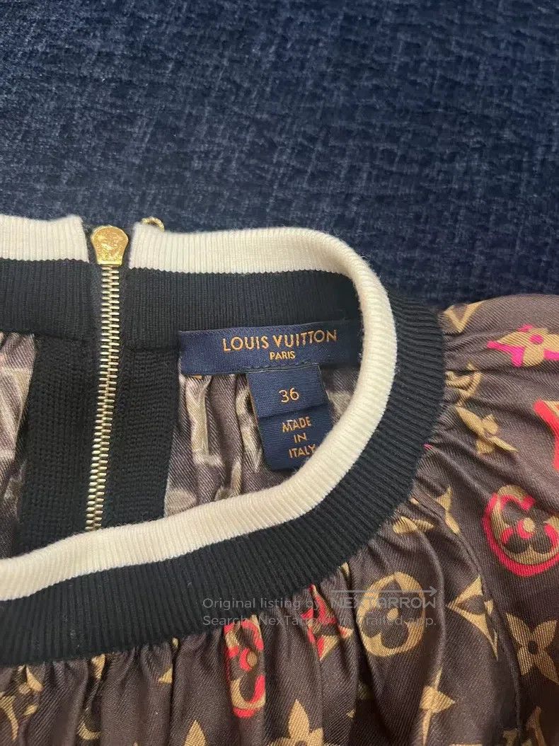 Louis Vuitton Louis Vuitton Dark brown full print logo design dress Size XS / US 0-2 / IT 36-38 - 2 Thumbnail
