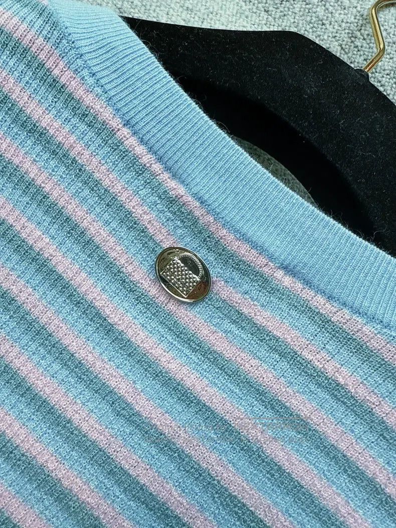 Chanel Chanel 25B blue and pink colour-block striped cashmere kni Size XS / US 0-2 / IT 36-38 - 7 Thumbnail