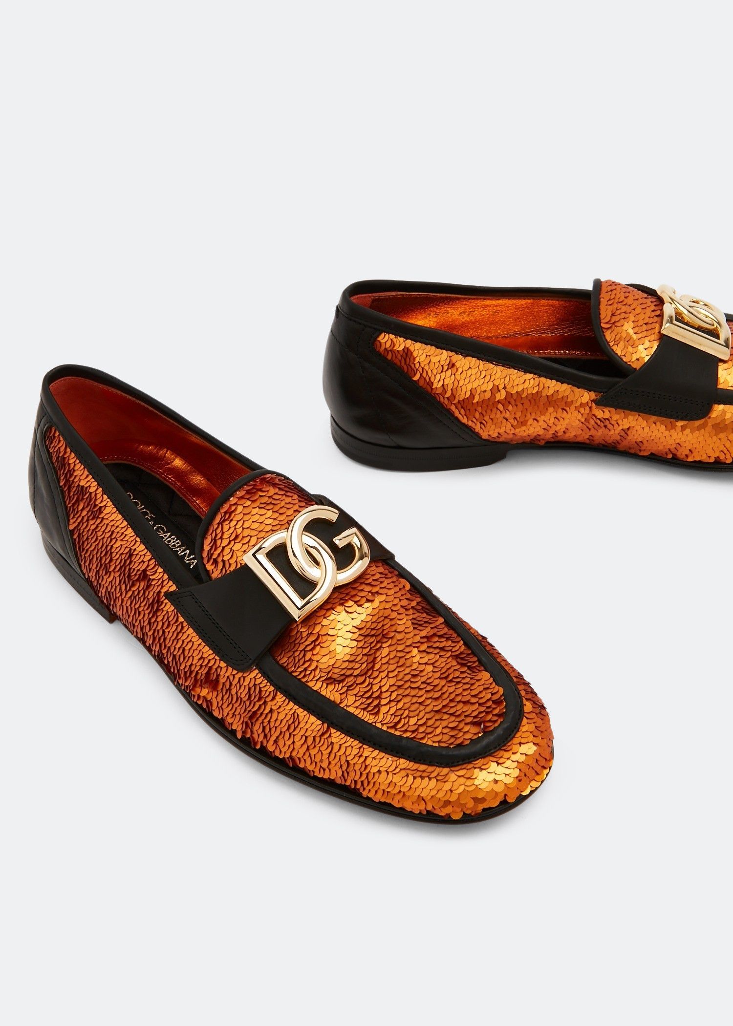 Dolce & Gabbana o1y0125 Leather Logo Loafers in Black/Gold Size US 8 / EU 41 - 3 Thumbnail